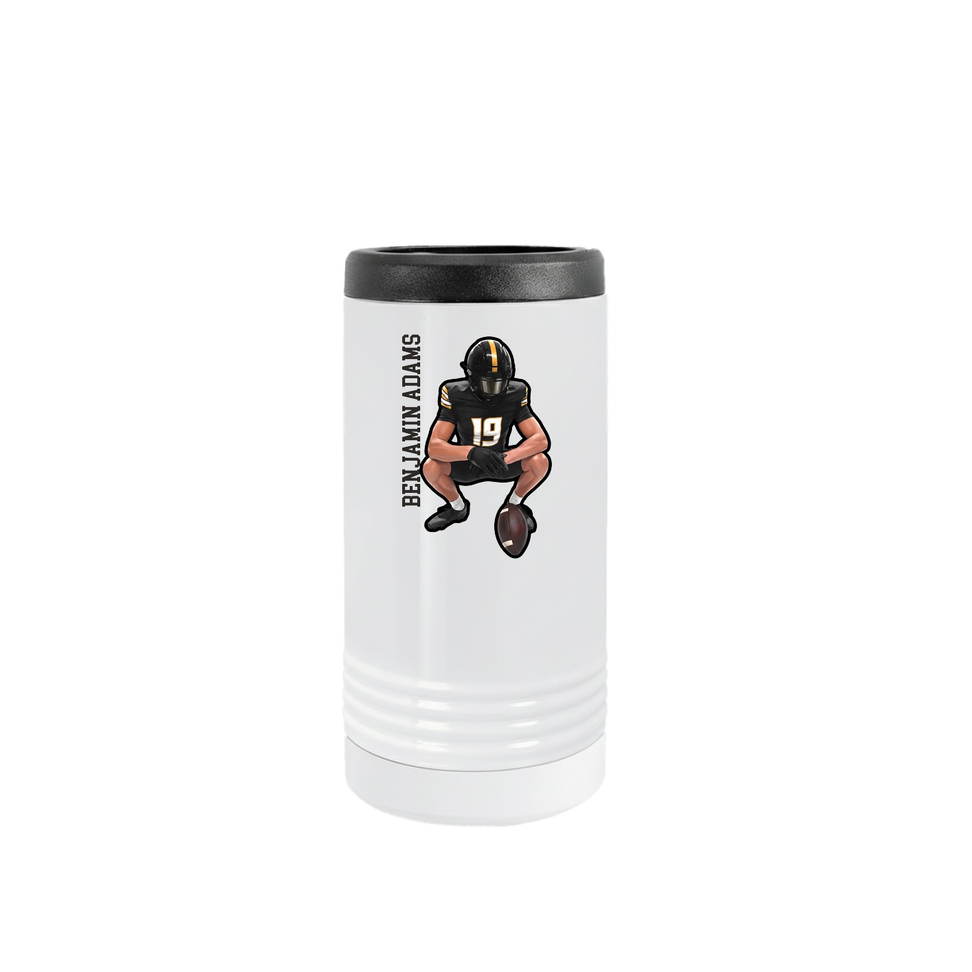 Slim Beverage Holder — Name Vertical in White