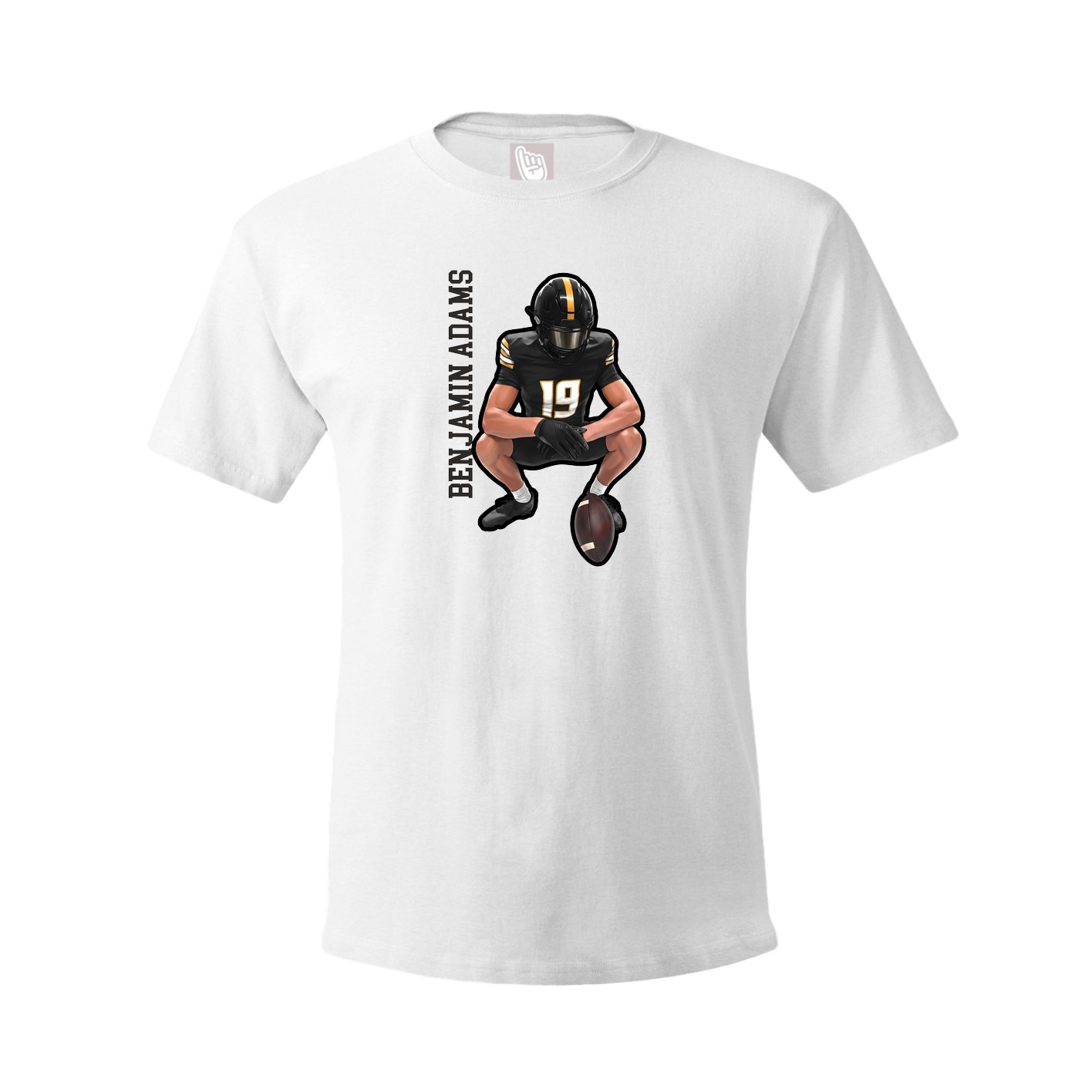 Youth Tee — Name Vertical in White