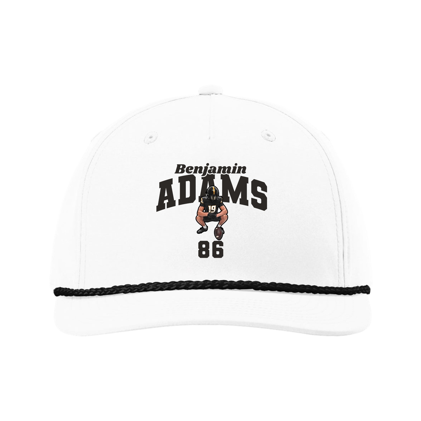 Five-Panel Classic Rope Cap — Signature Arch in White