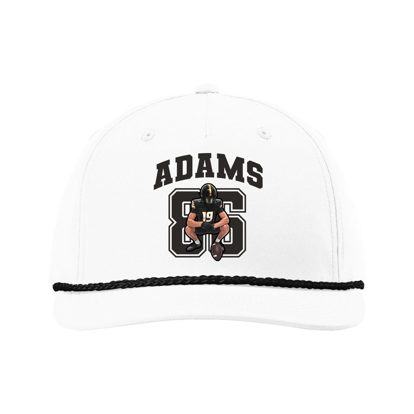 Five-Panel Classic Rope Cap — Number in White