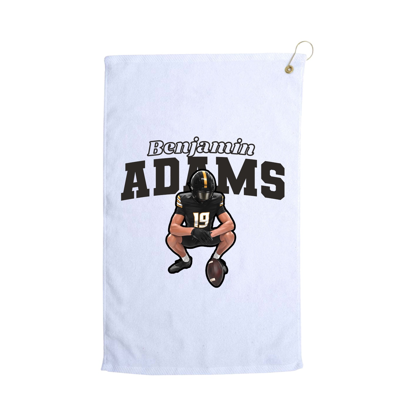 Golf Towel — Name Arch in White