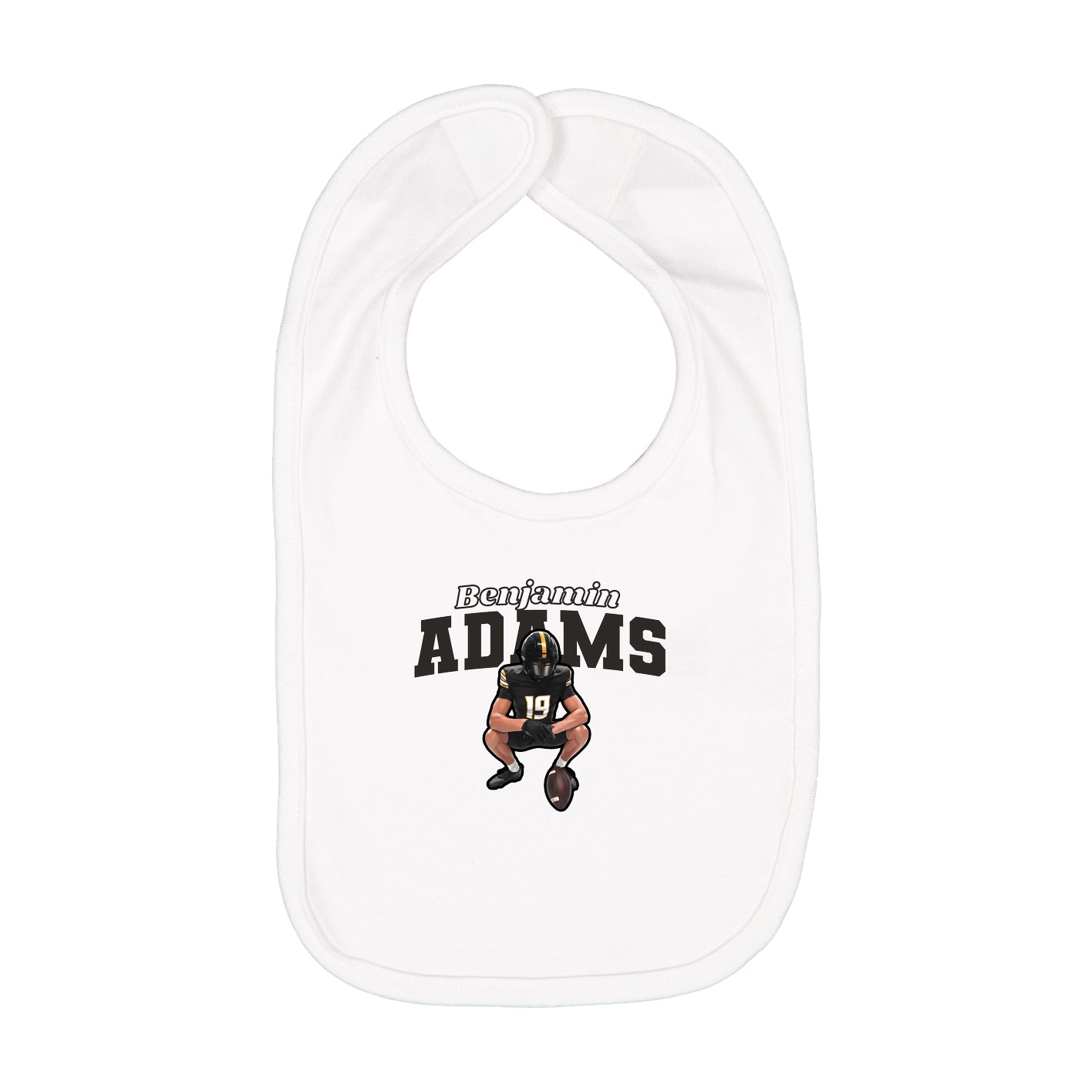 Infant Bib — Name Arch in White