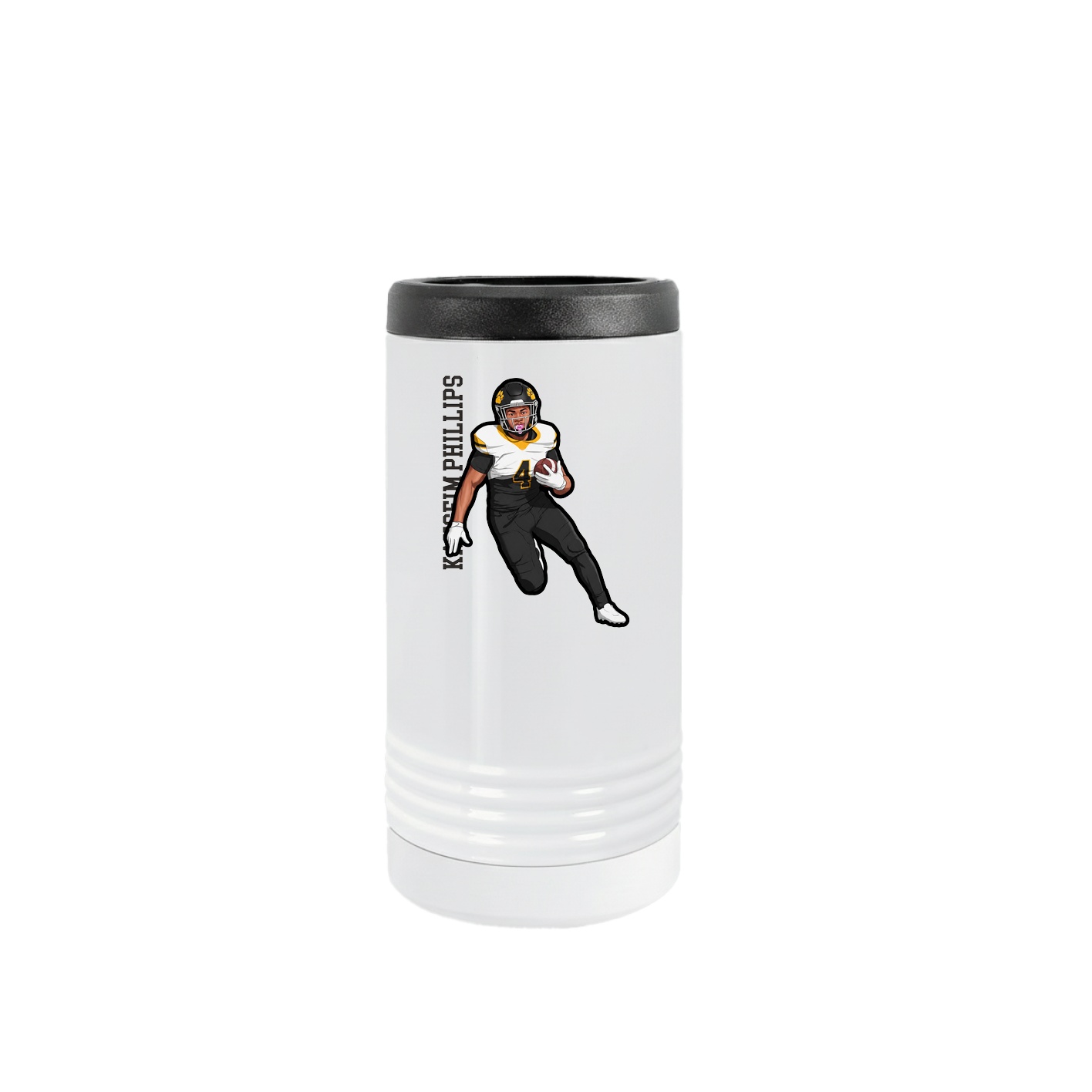 Slim Beverage Holder — Name Vertical in White