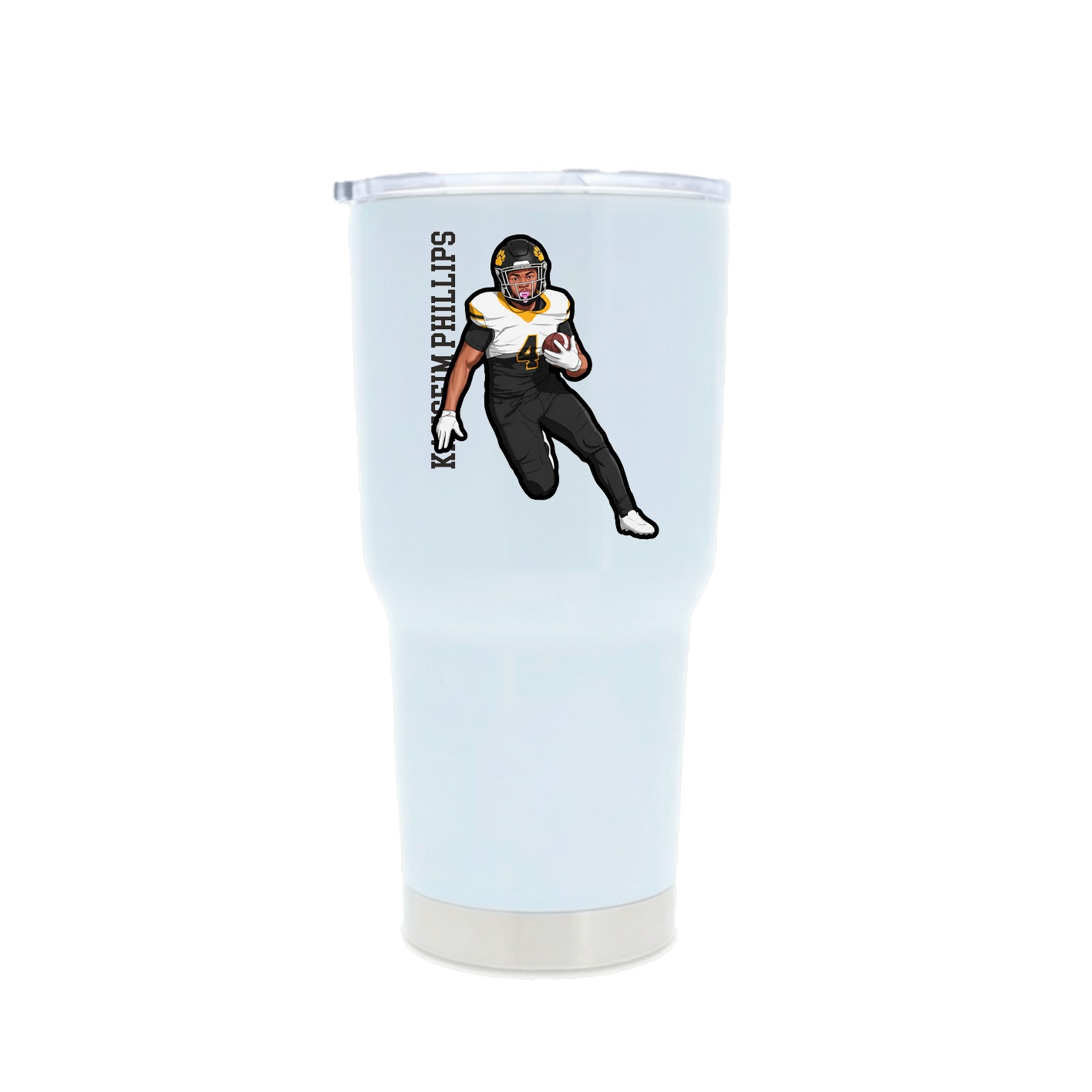 30oz Stainless Steel Tumbler — Name Vertical in White