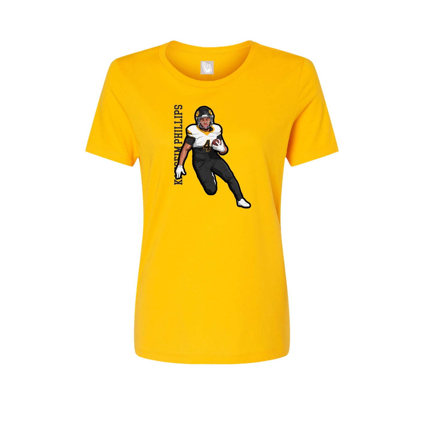 Fitted Women's Tee — Name Vertical in Gold