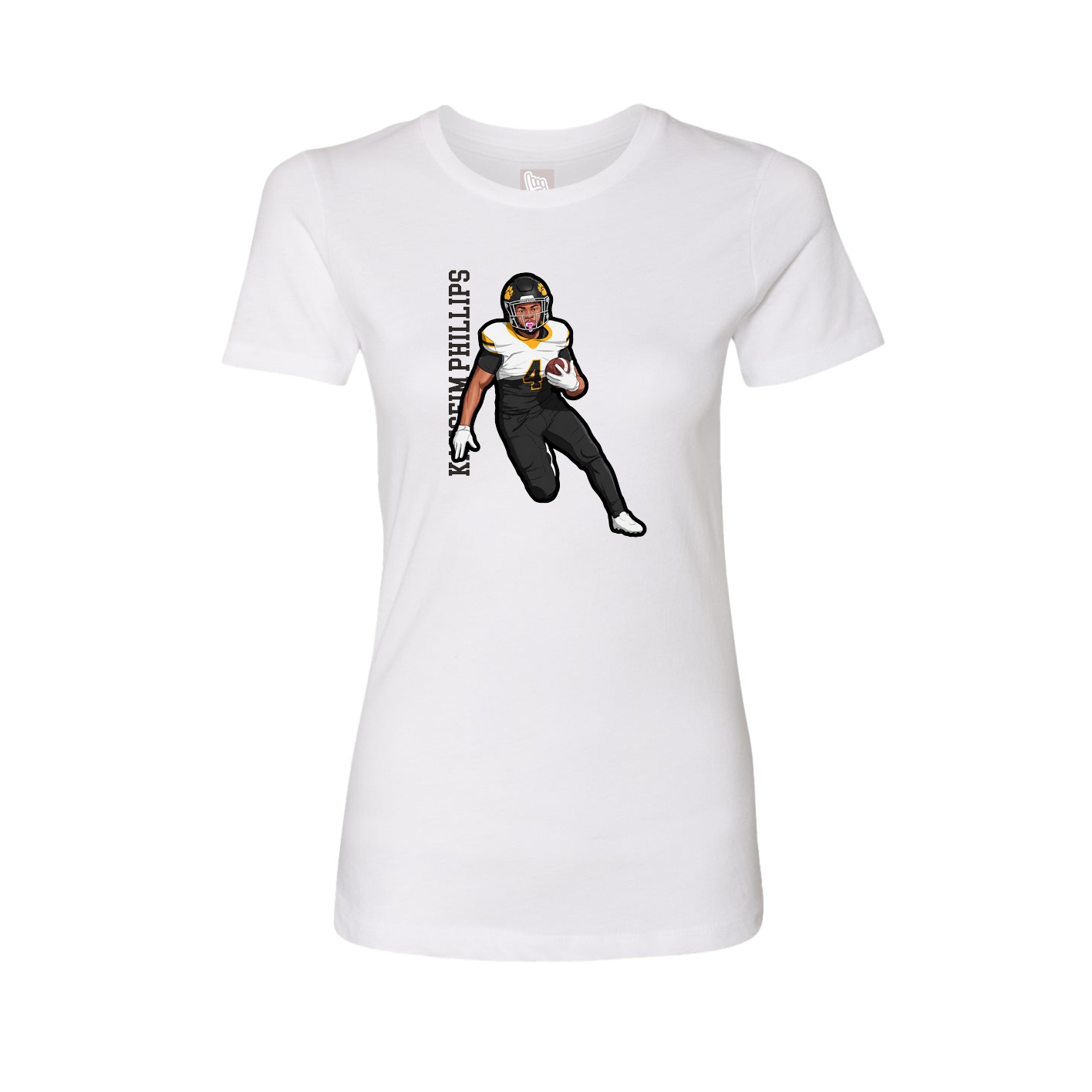 Fitted Women's Tee — Name Vertical in White