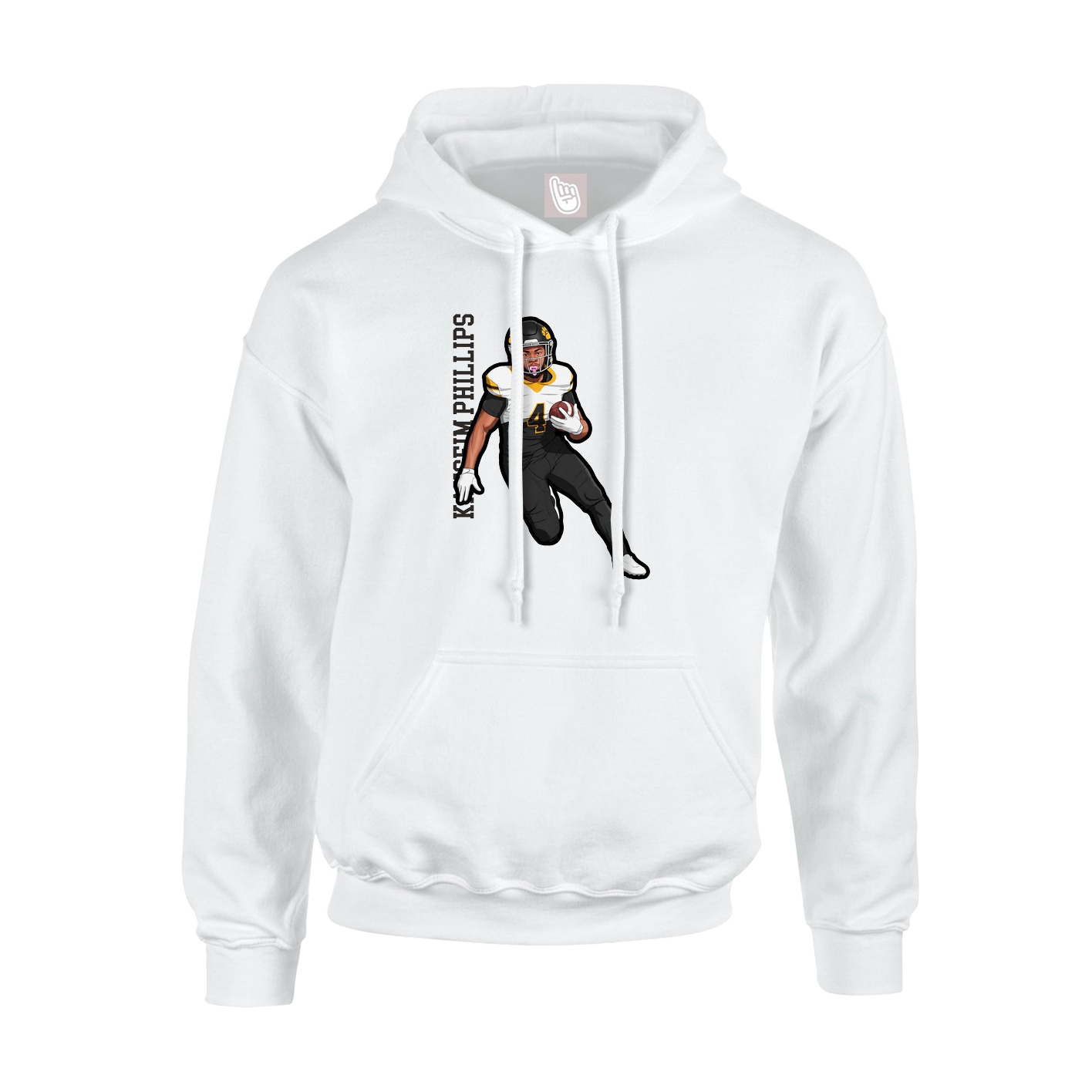 Youth Hoodie — Name Vertical in White