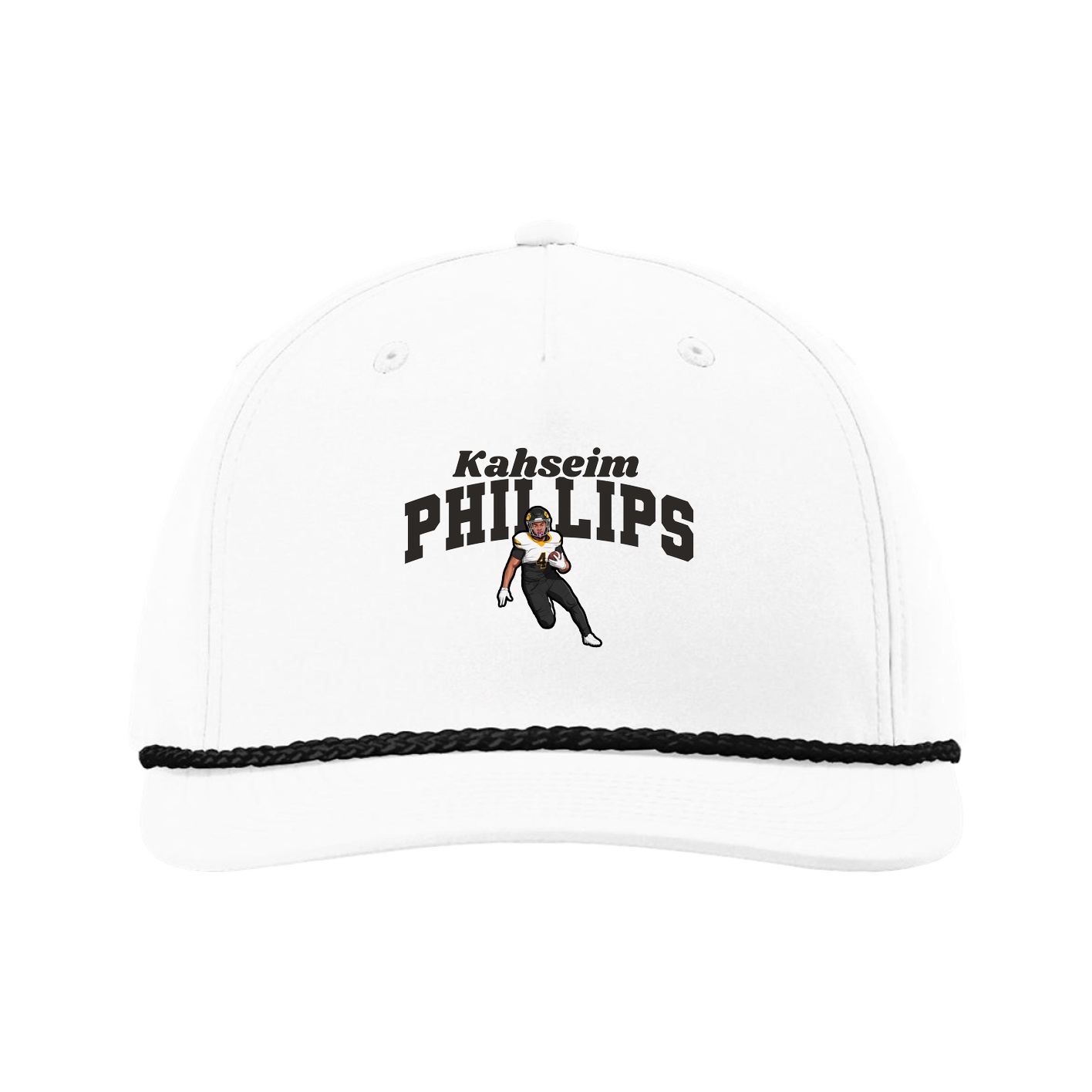 Five-Panel Classic Rope Cap — Signature Arch in White