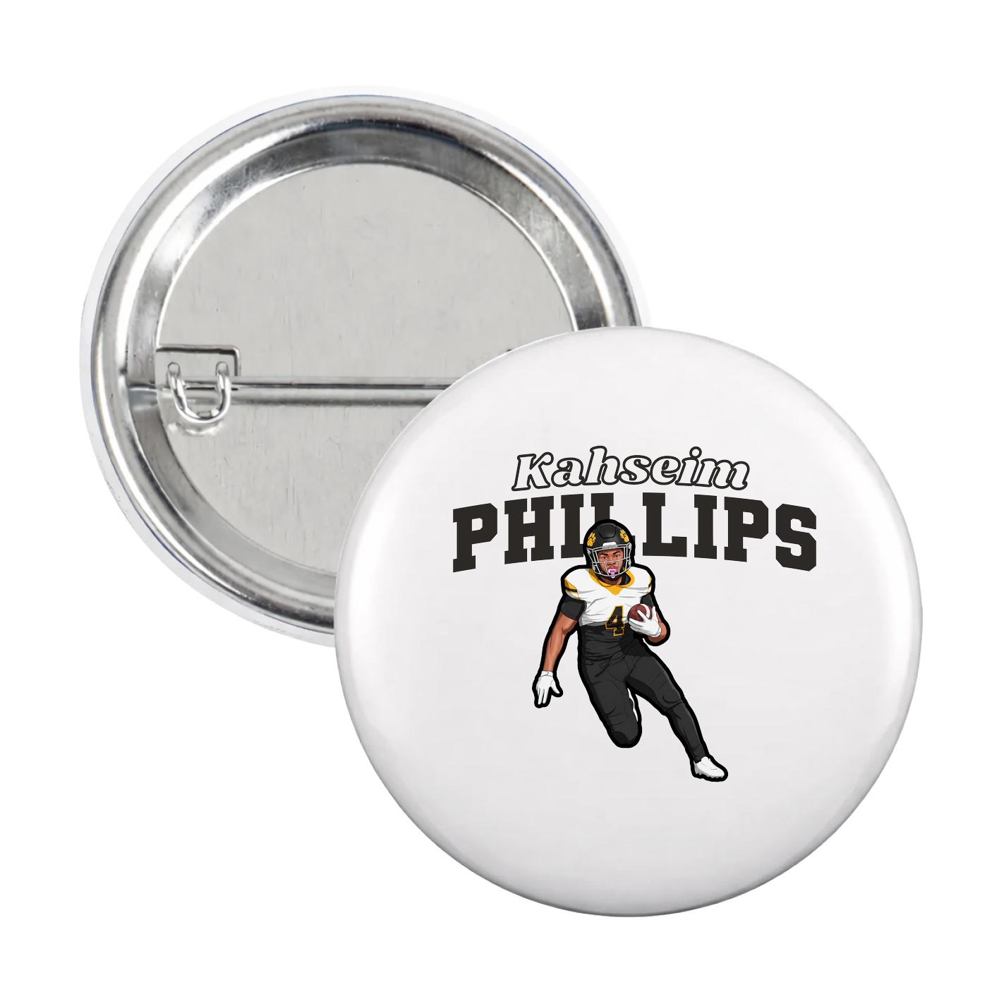 Game Day Button — Name Arch in White