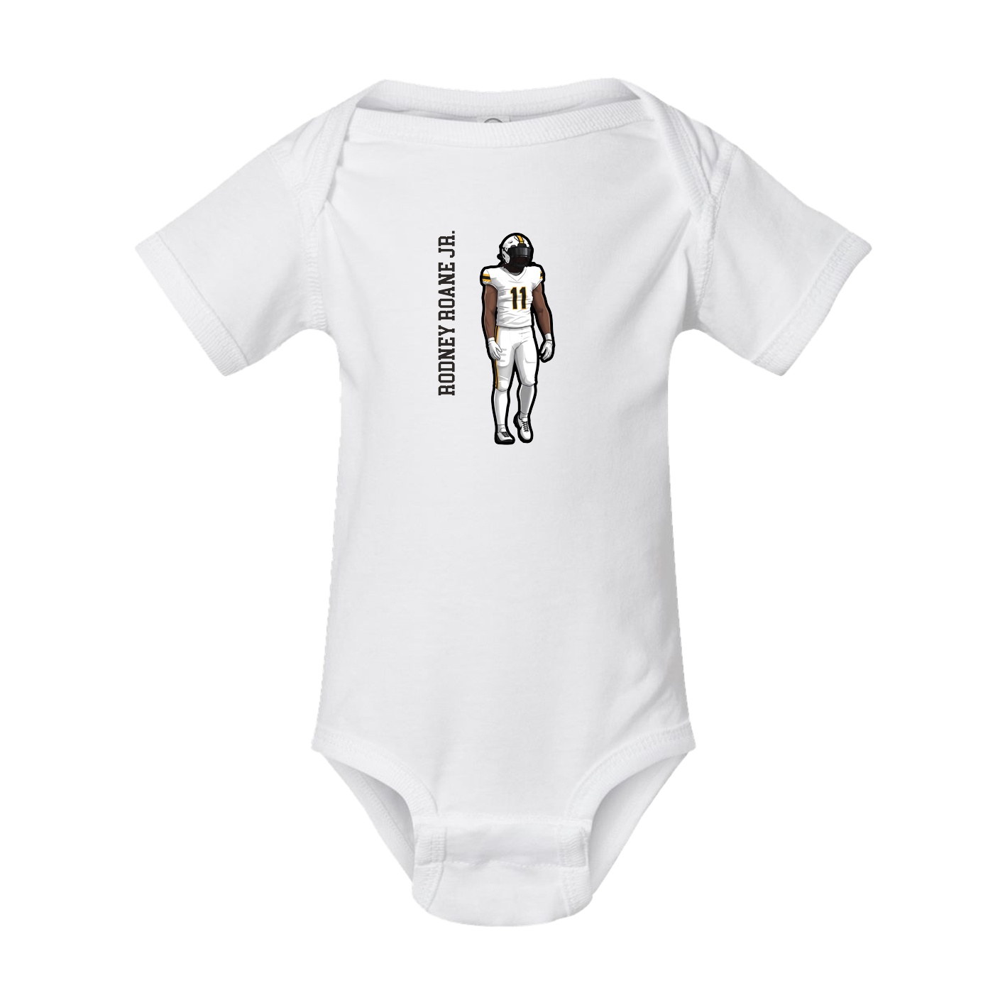 Baby Onesie — Name Vertical in White