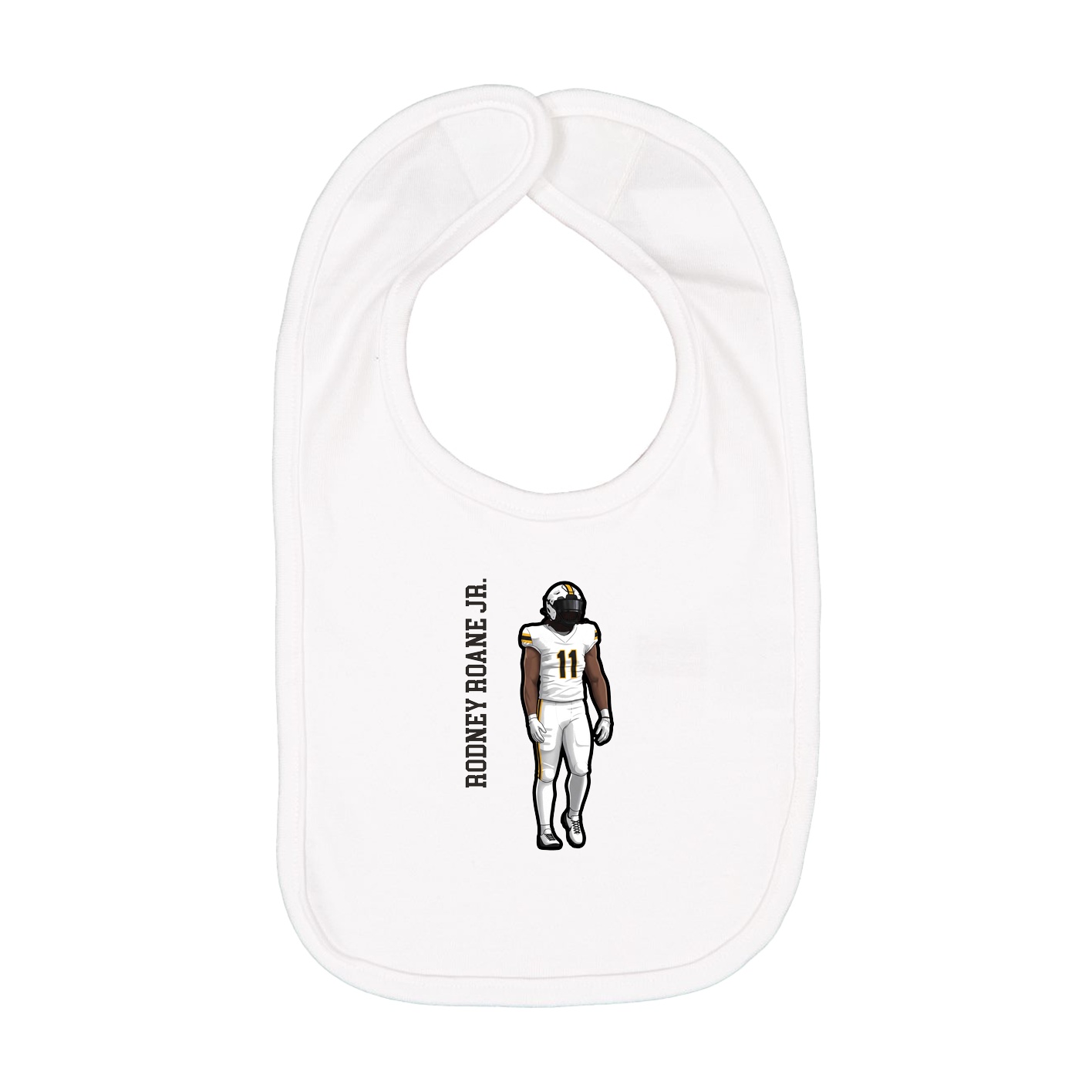 Infant Bib — Name Vertical in White