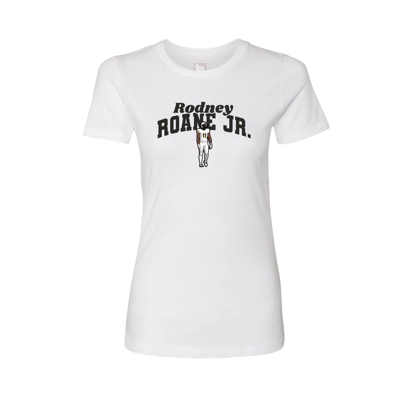 Fitted Women's Tee — Signature Arch in White
