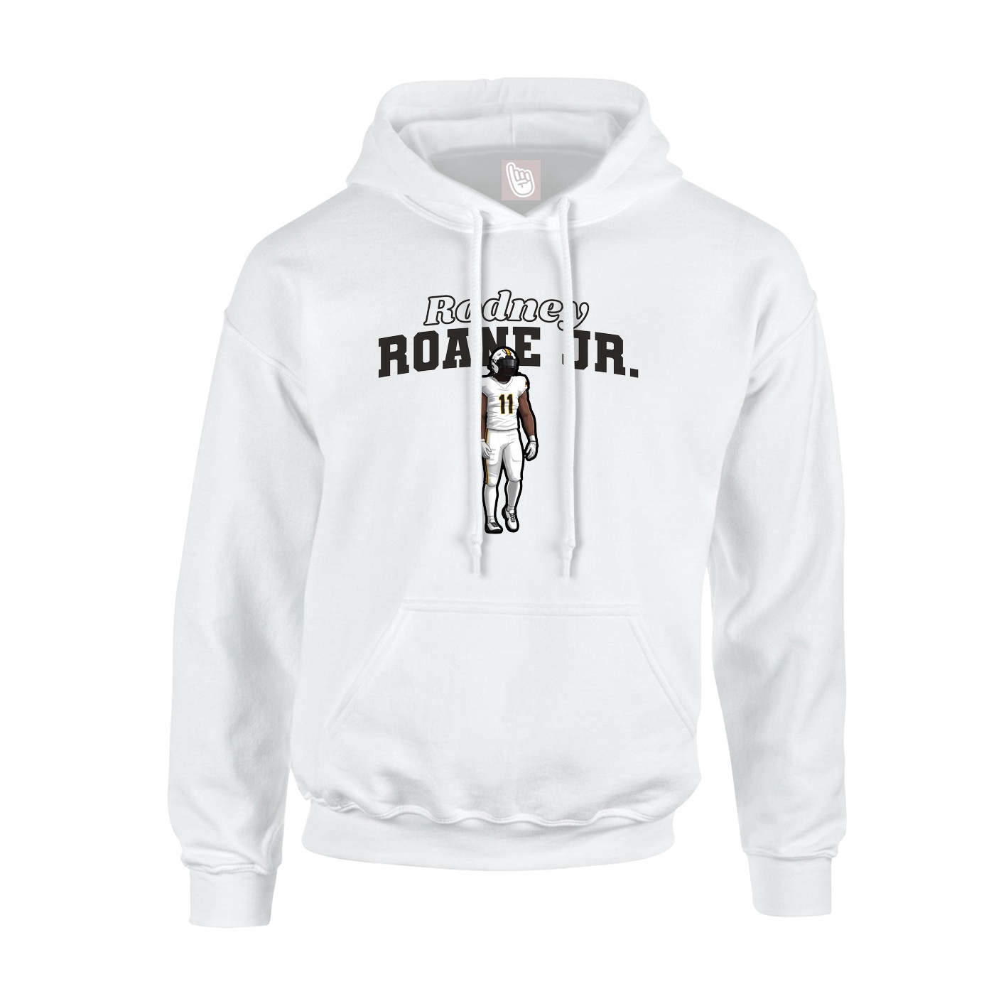Youth Hoodie — Name Arch in White