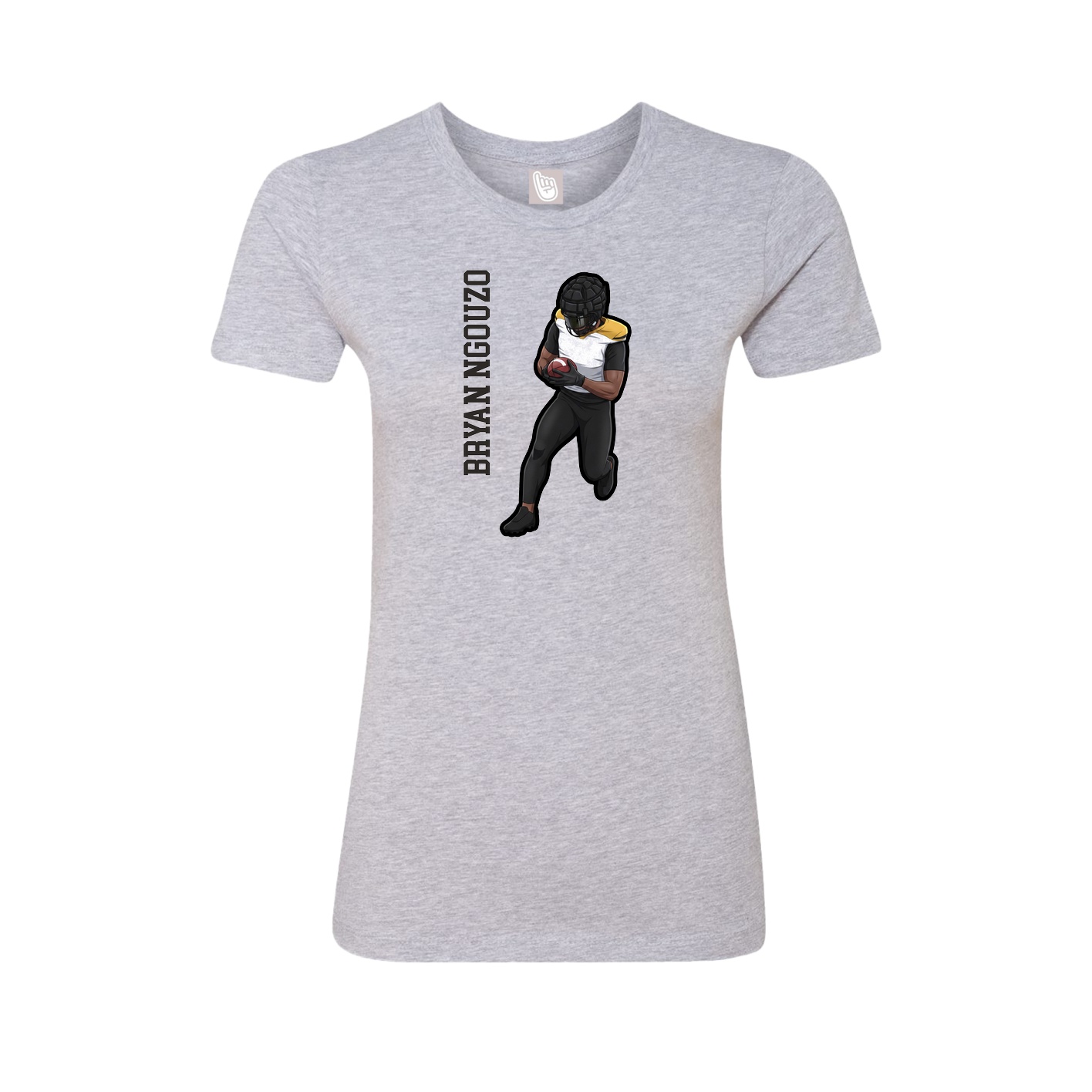 Fitted Women's Tee — Name Vertical in Grey