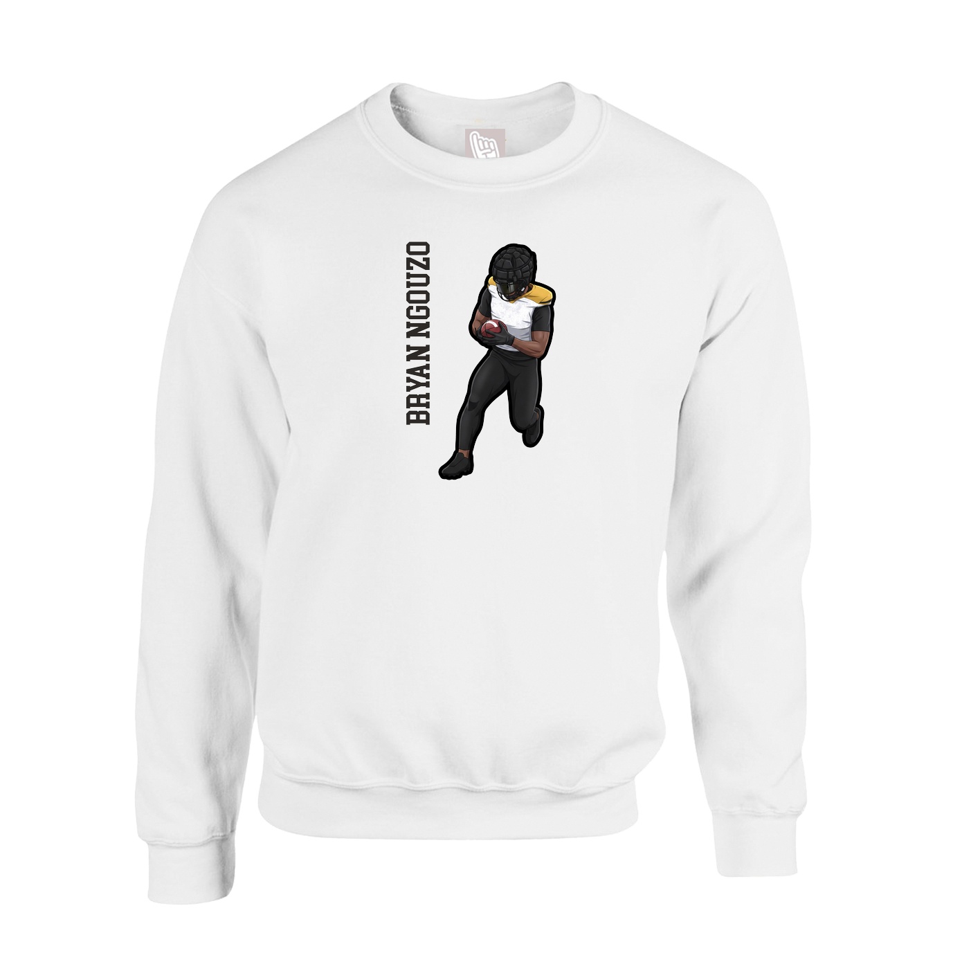 Fleece Crew — Name Vertical in White