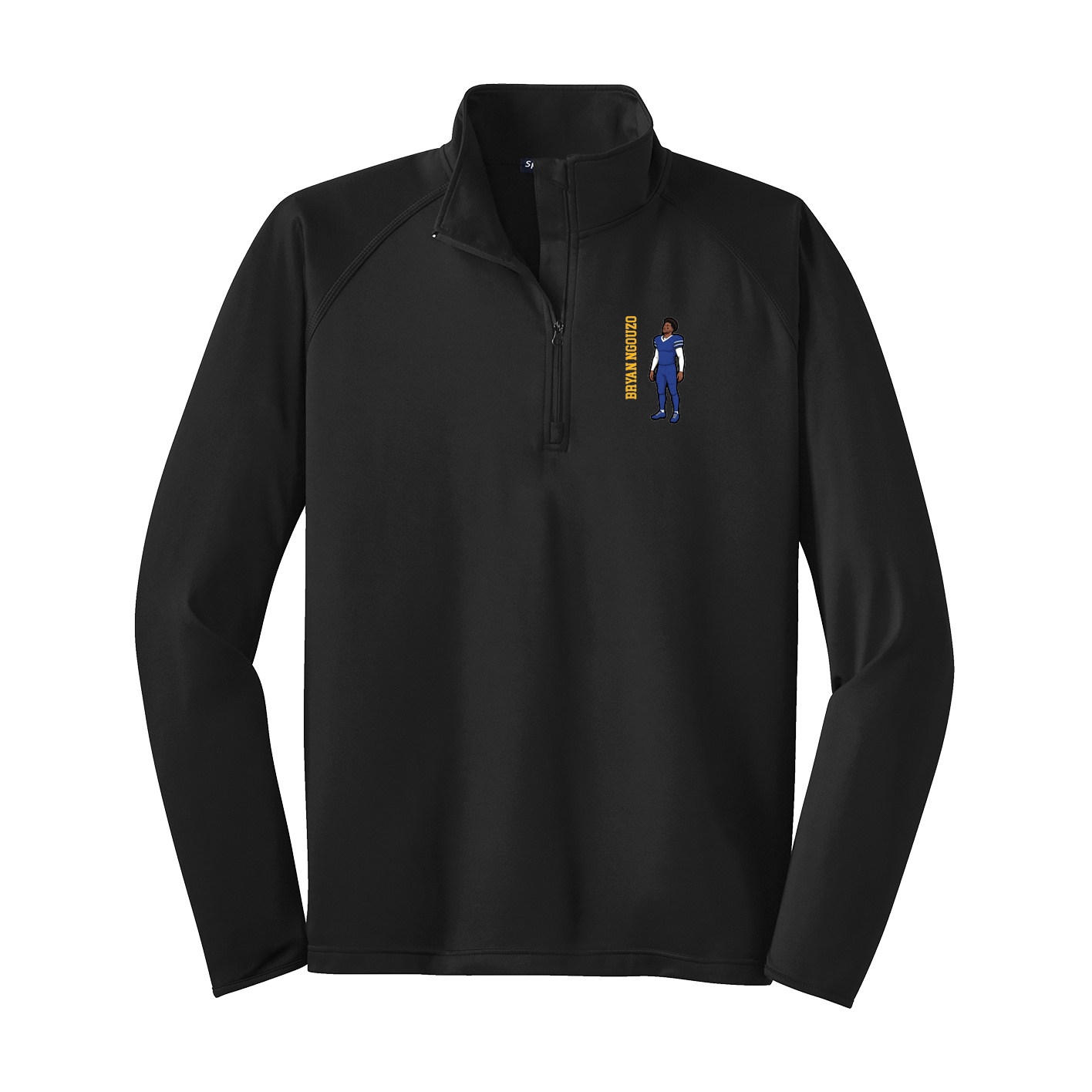 Q-Zip Pullover — Name Vertical in Black