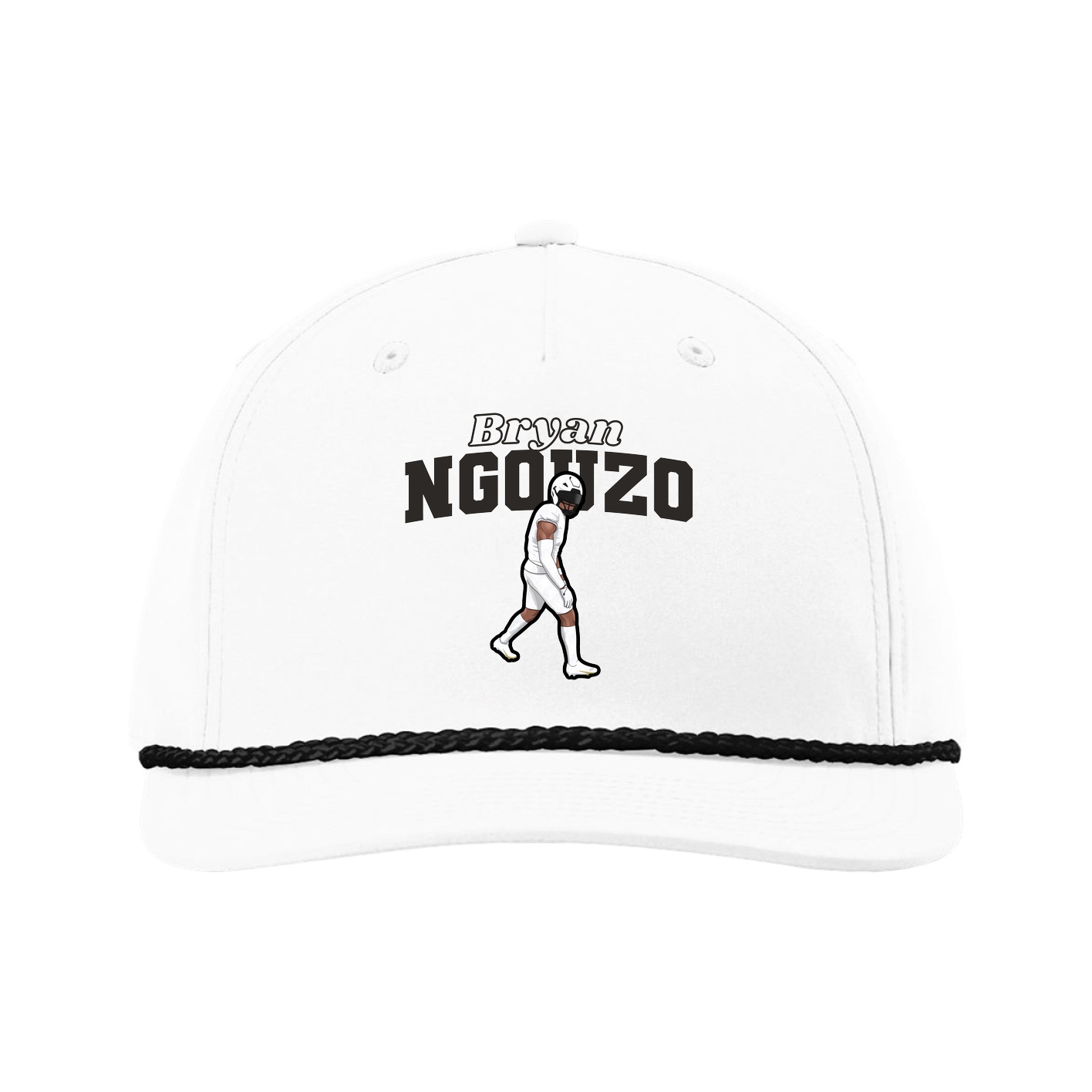 Five-Panel Classic Rope Cap — Name Arch in White