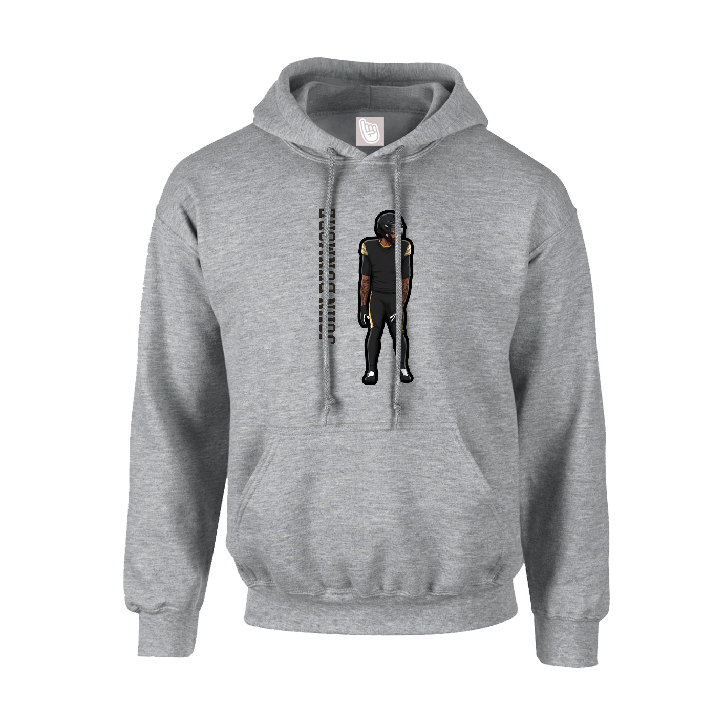 Hoodie — Name Vertical in Grey