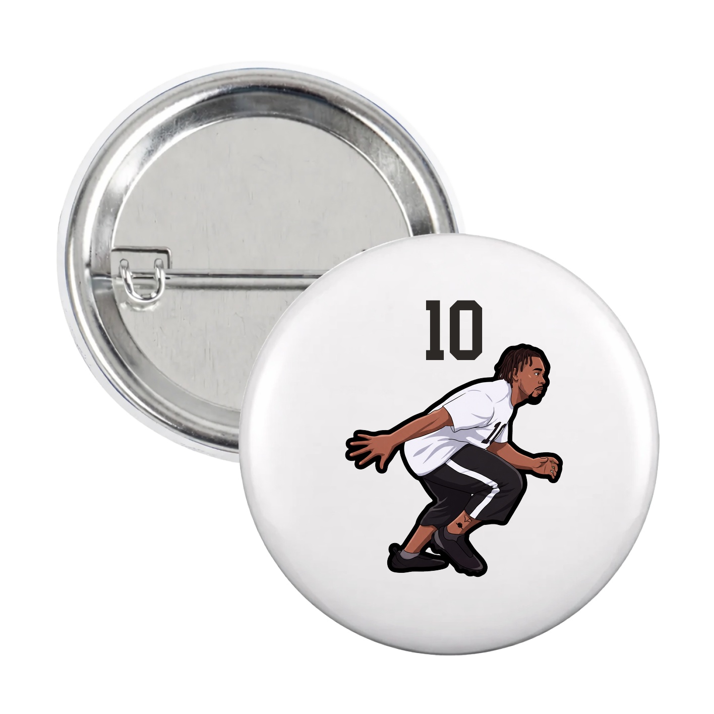 Game Day Button — Number Top in White