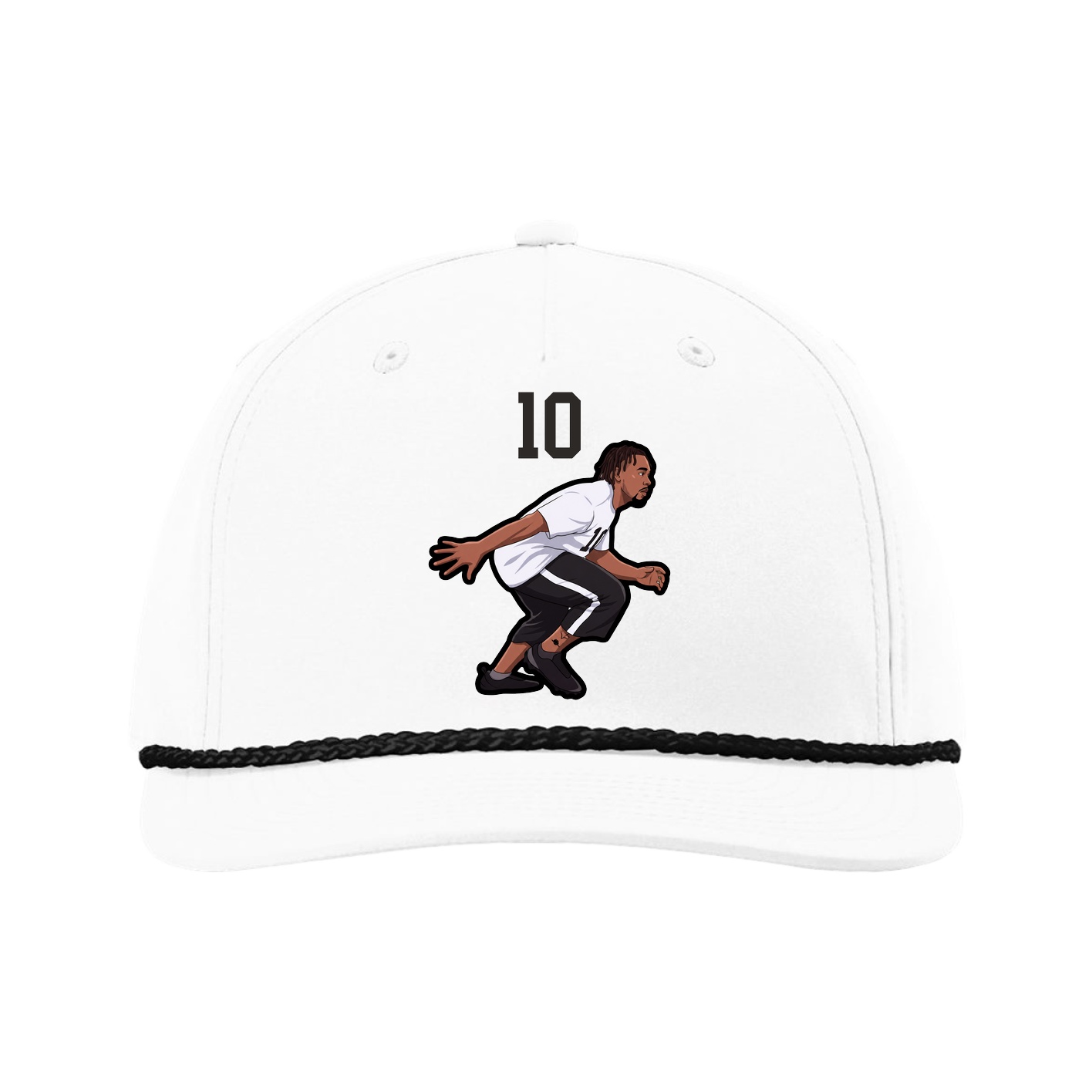Five-Panel Classic Rope Cap — Number Top in White