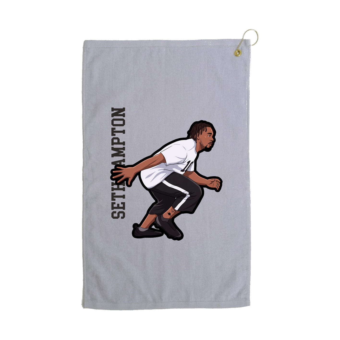 Golf Towel — Name Vertical in Grey