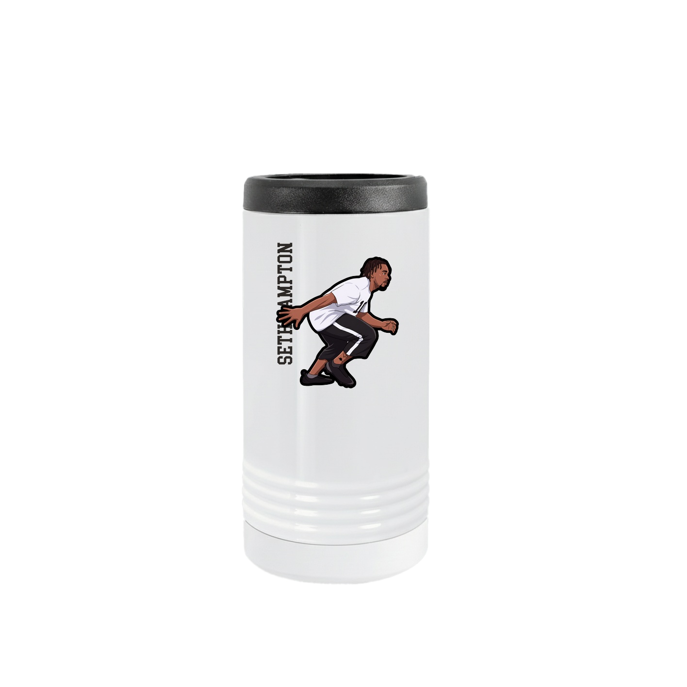 Slim Beverage Holder — Name Vertical in White