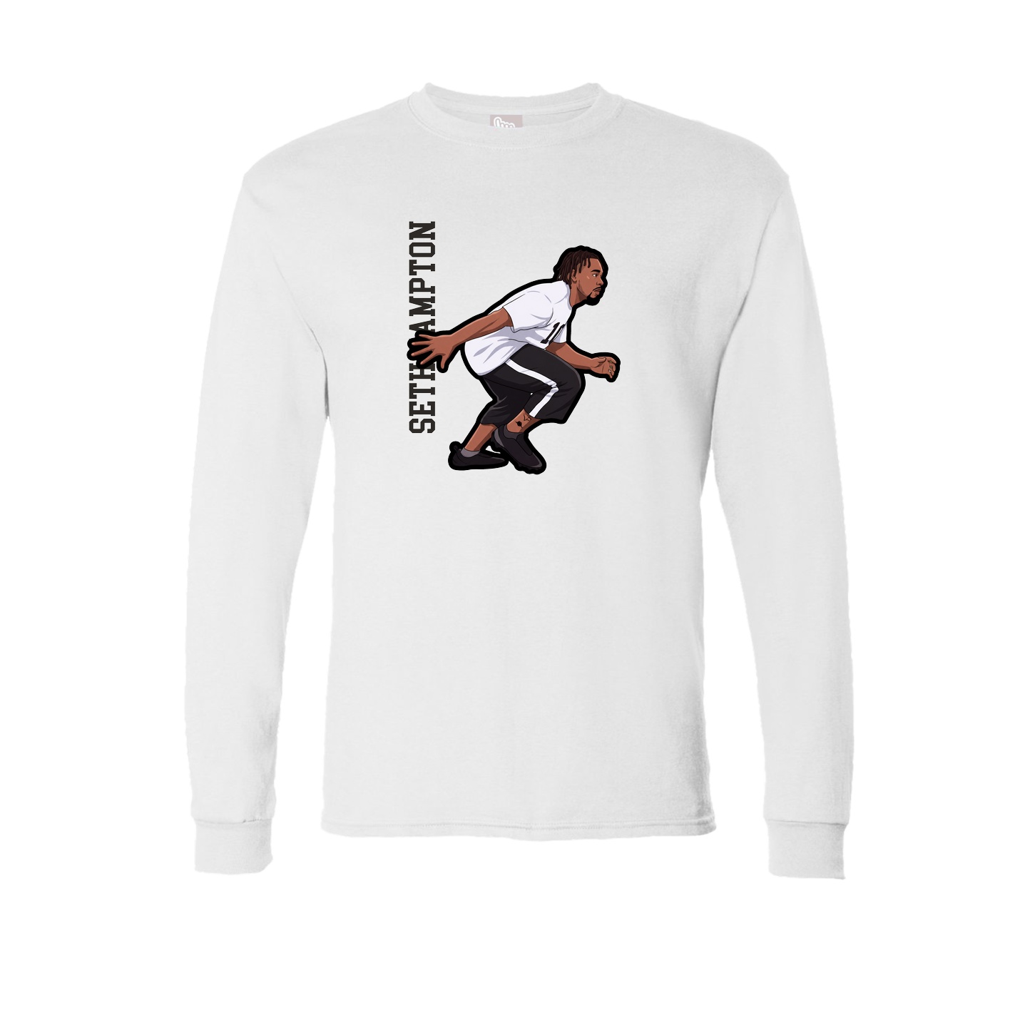 Long Sleeve Tee — Name Vertical in White