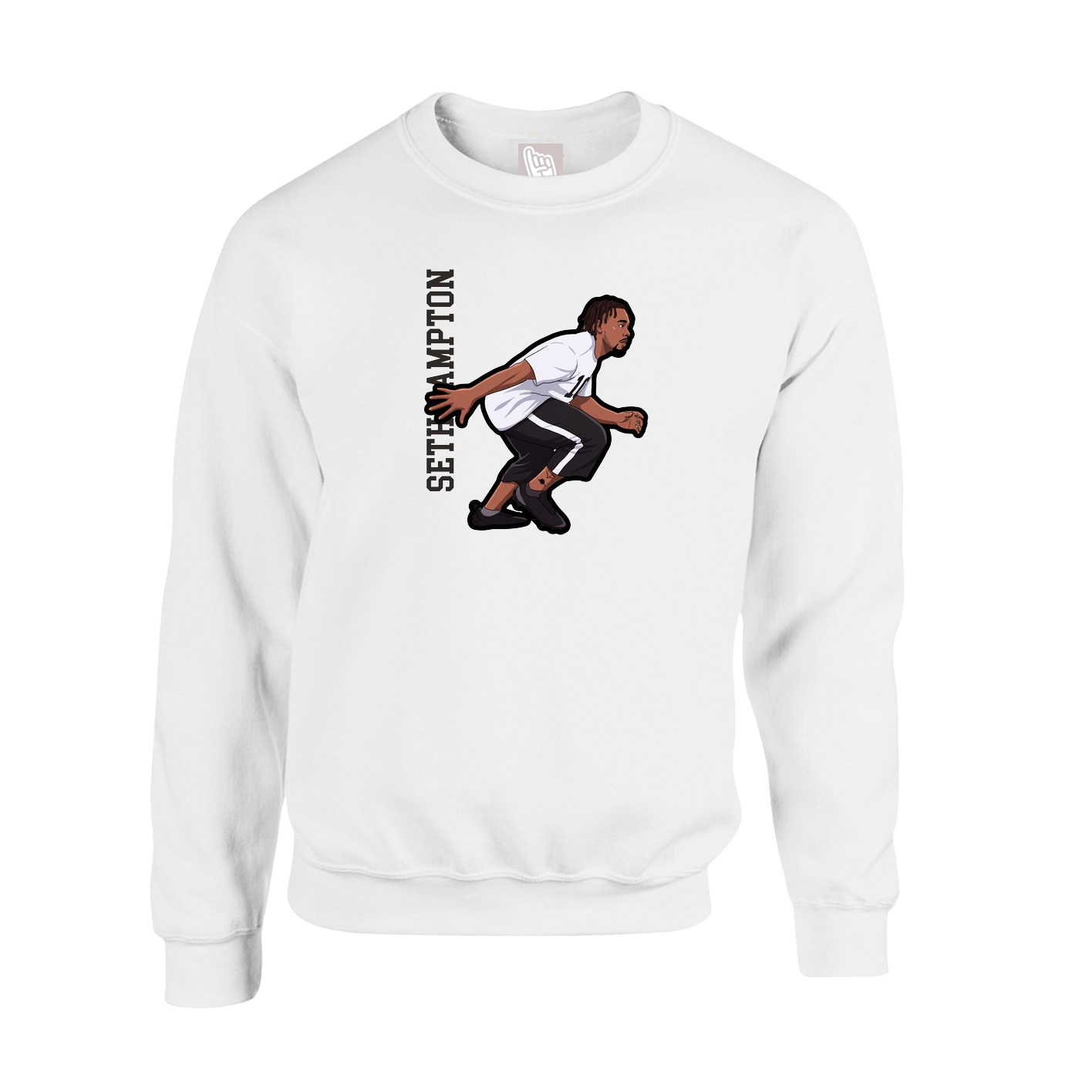 Fleece Crew — Name Vertical in White