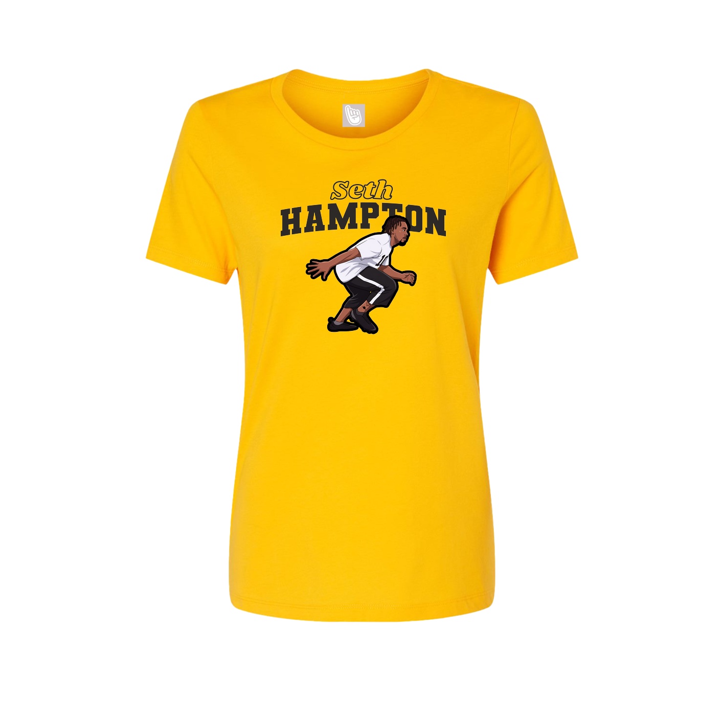 Fitted Women's Tee — Name Arch in Gold