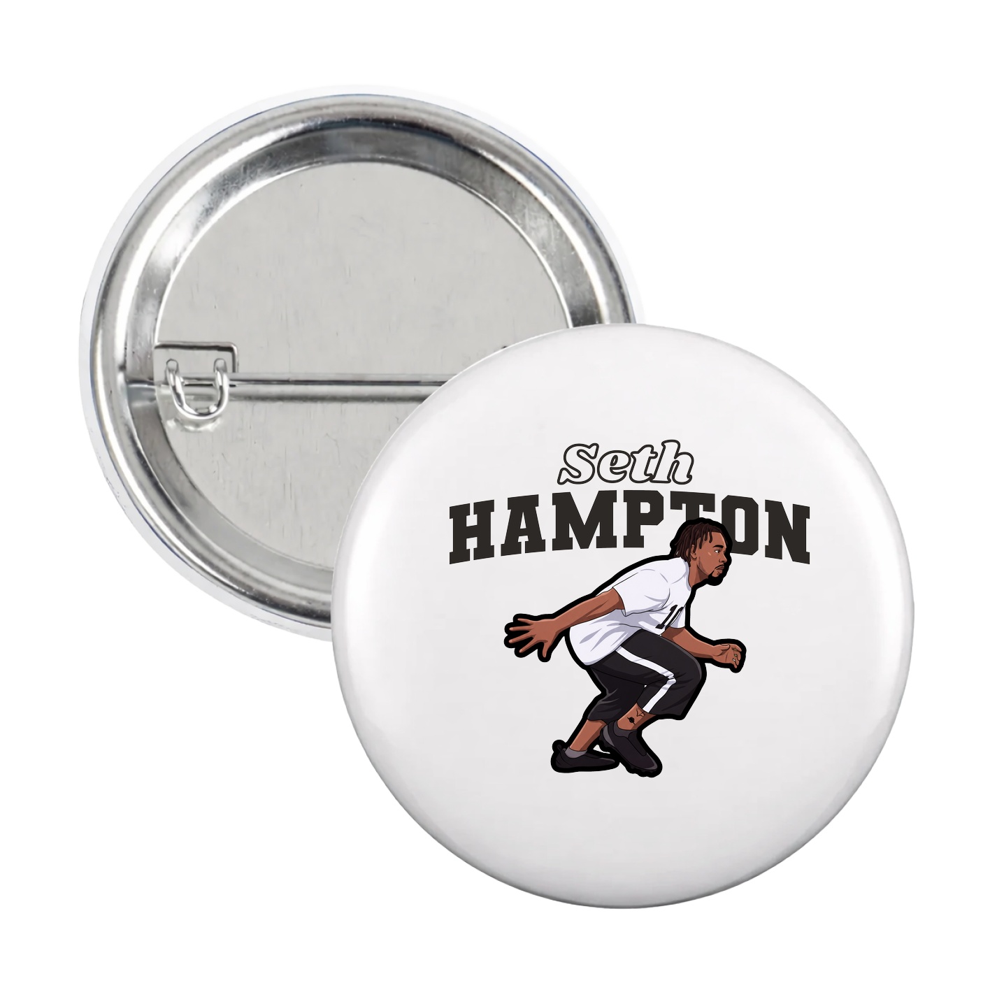 Game Day Button — Name Arch in White
