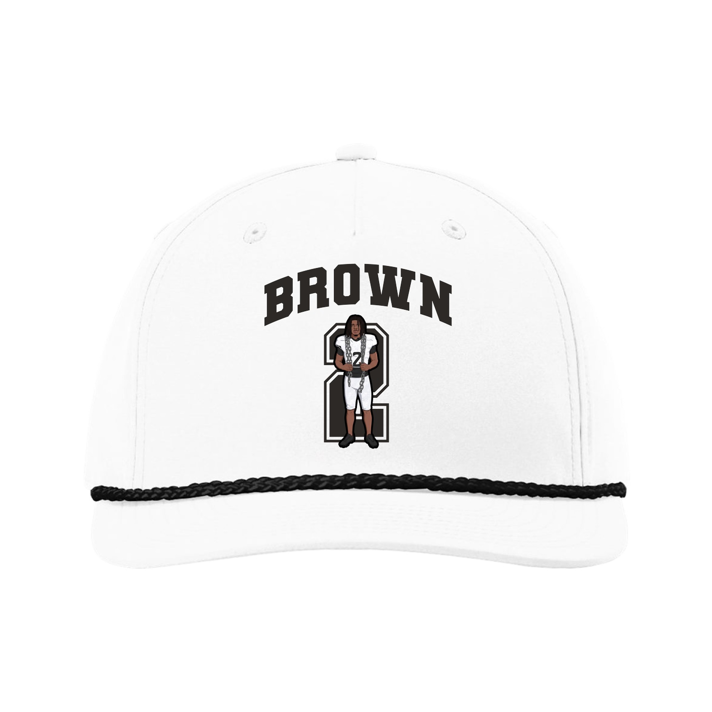 Five-Panel Classic Rope Cap — Number in White