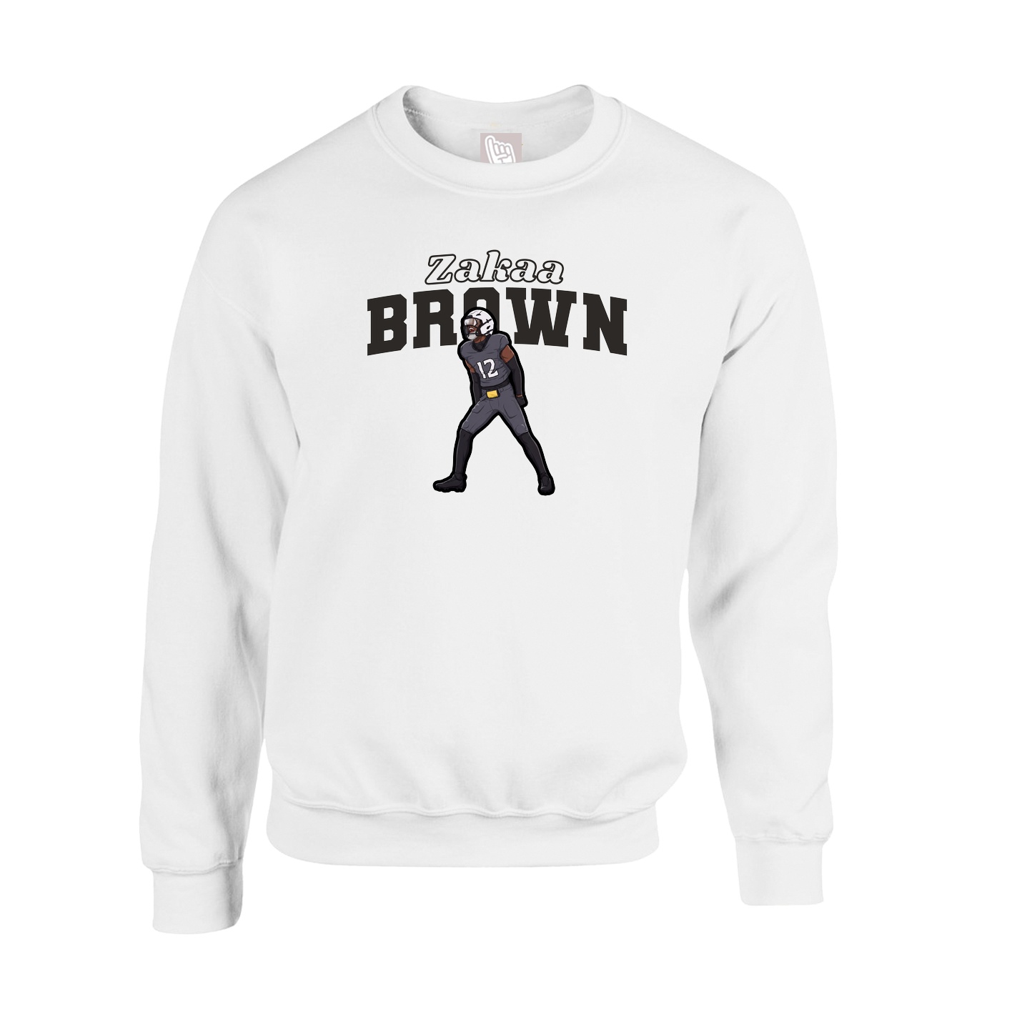 Fleece Crew — Name Arch in White