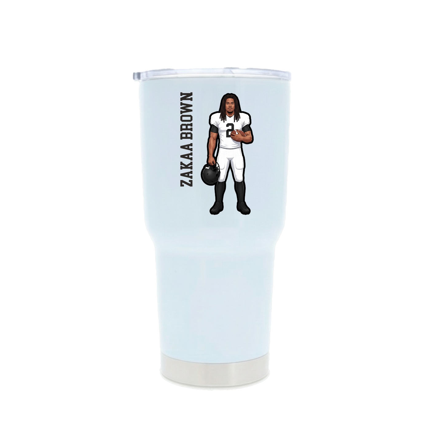 30oz Stainless Steel Tumbler — Name Vertical in White