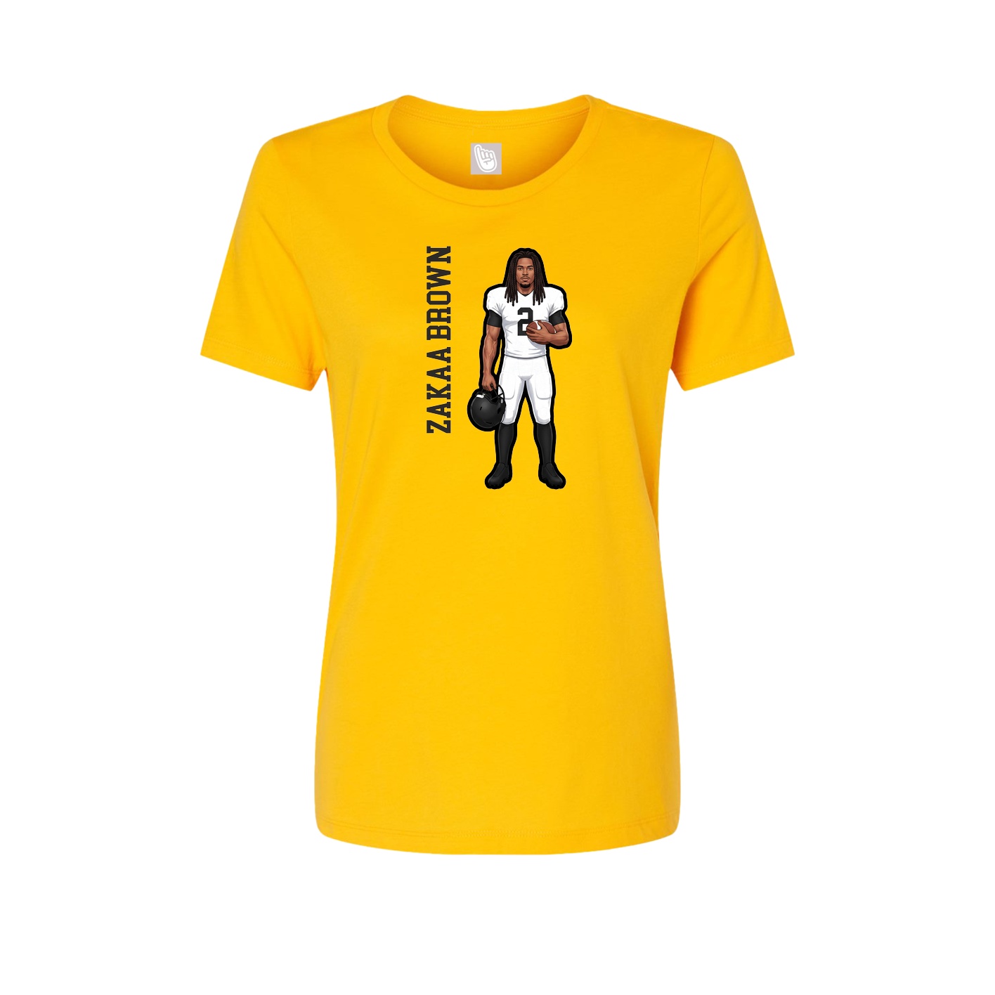 Fitted Women's Tee — Name Vertical in Gold