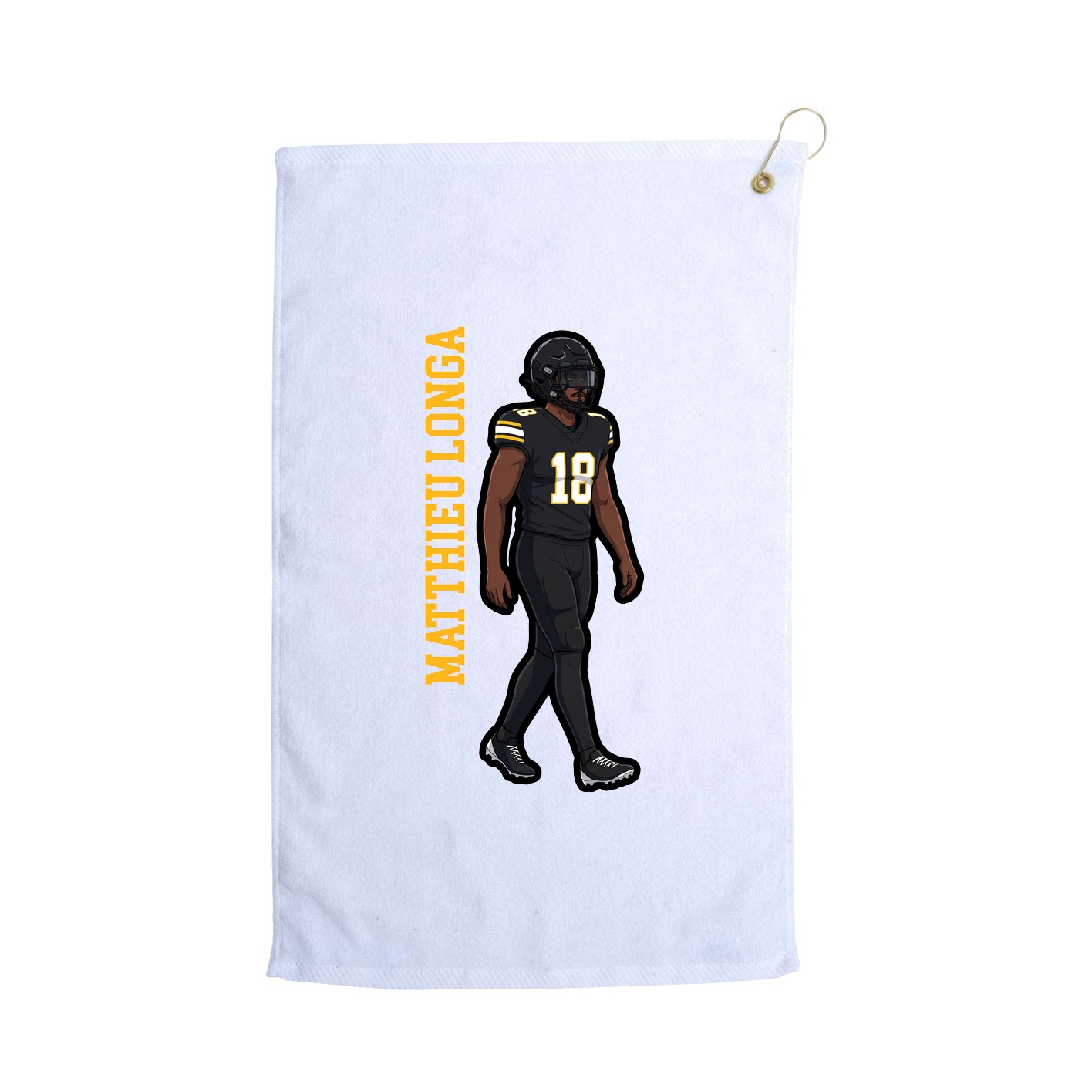 Golf Towel — Name Vertical in White