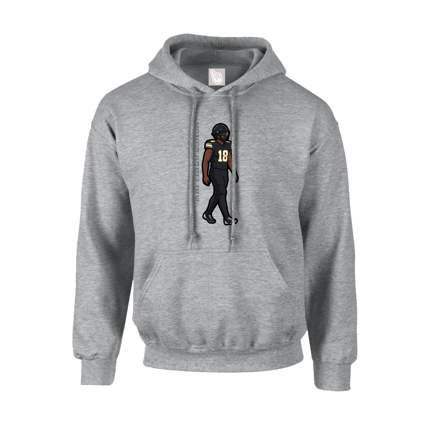 Hoodie — Name Vertical in Grey
