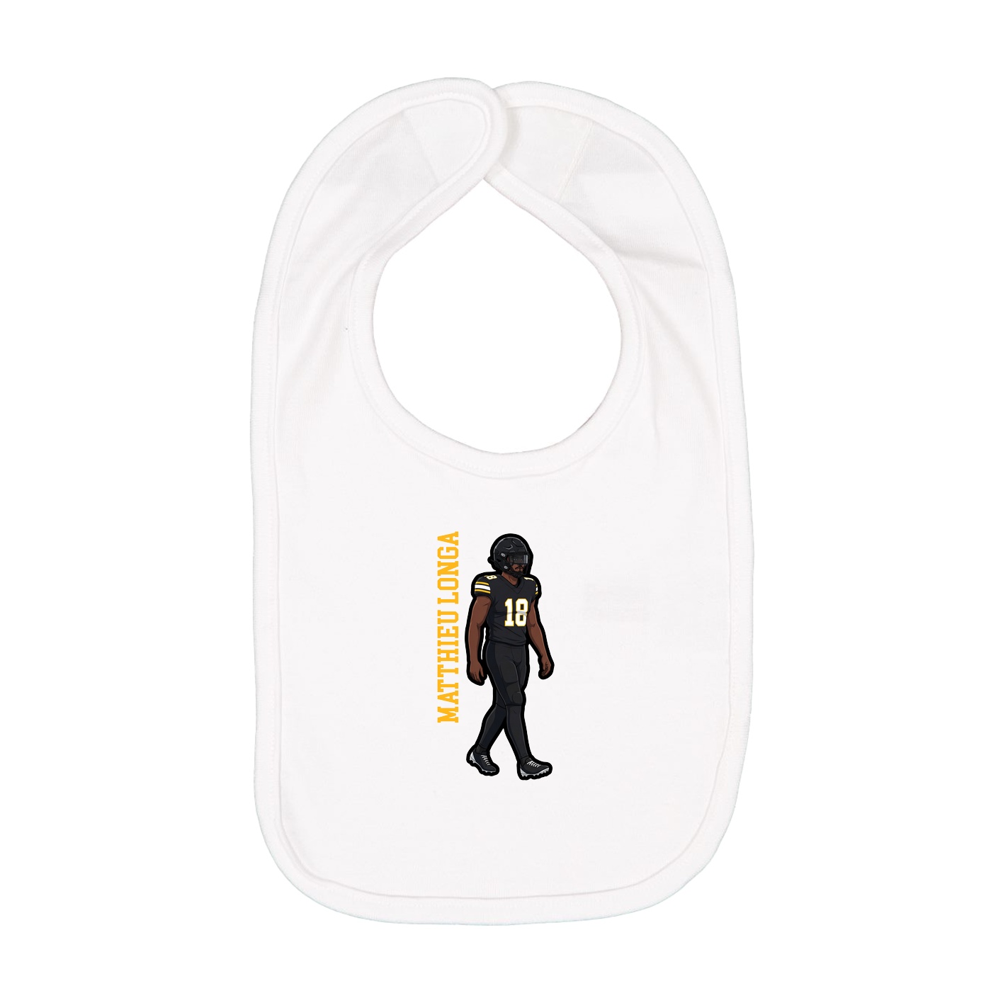 Infant Bib — Name Vertical in White