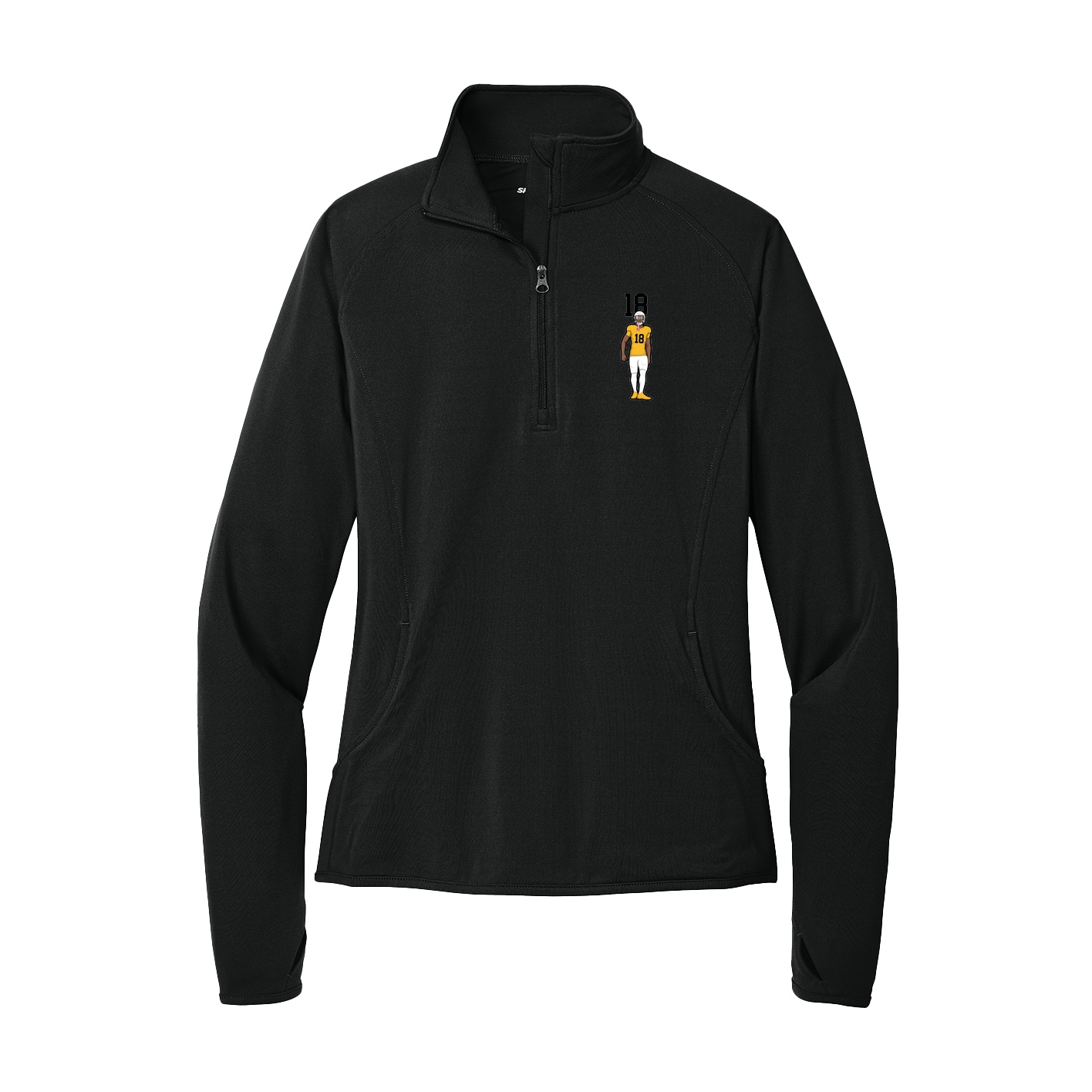 Women's Q-Zip Pullover — Number Top in Black