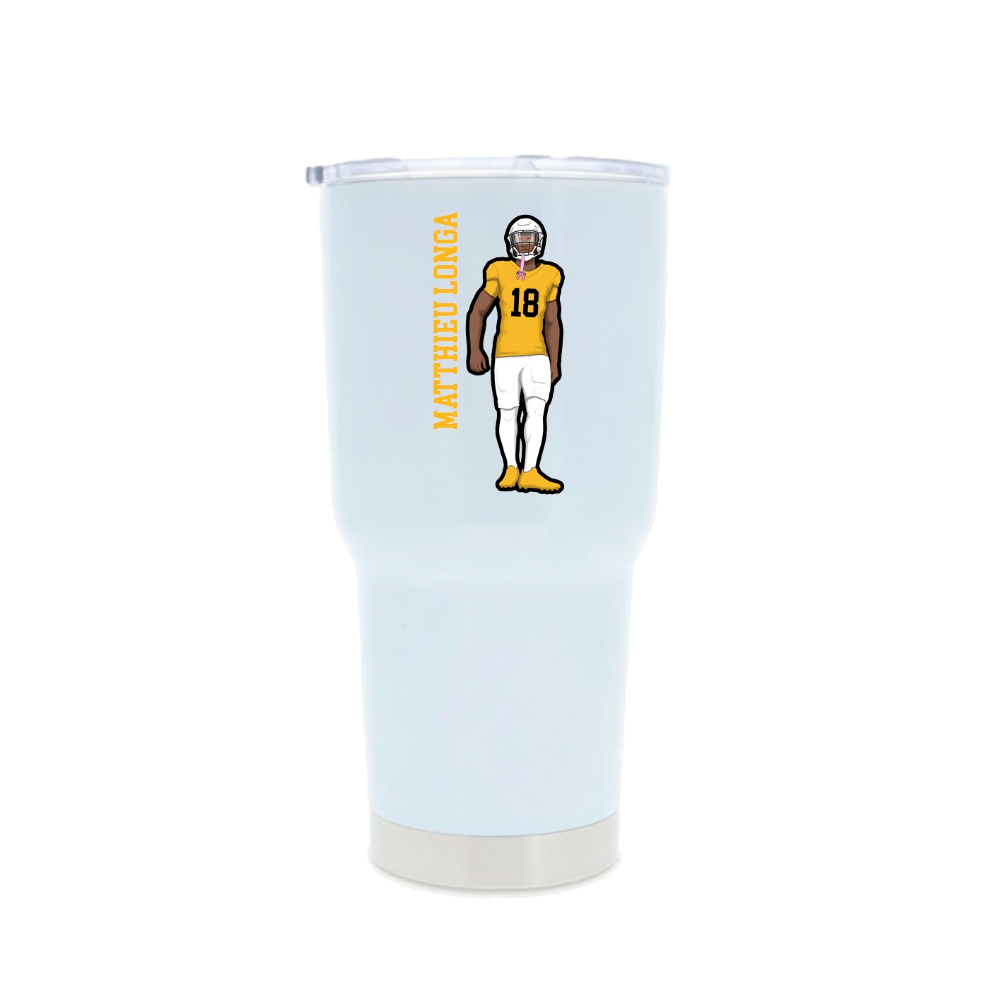 30oz Stainless Steel Tumbler — Name Vertical in White