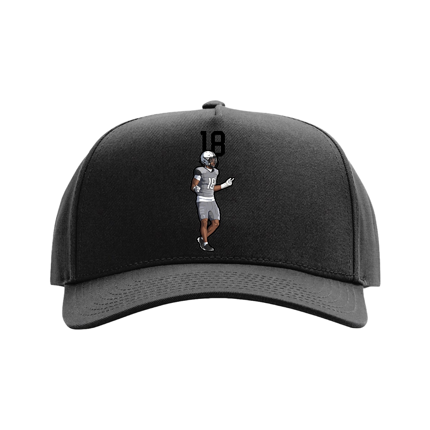 Full Fabric Five-Panel Champ Cap — Number Top in Black