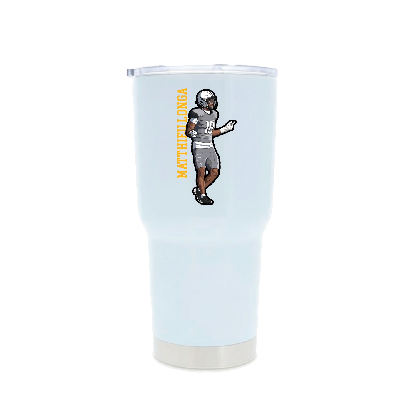 30oz Stainless Steel Tumbler — Name Vertical in White