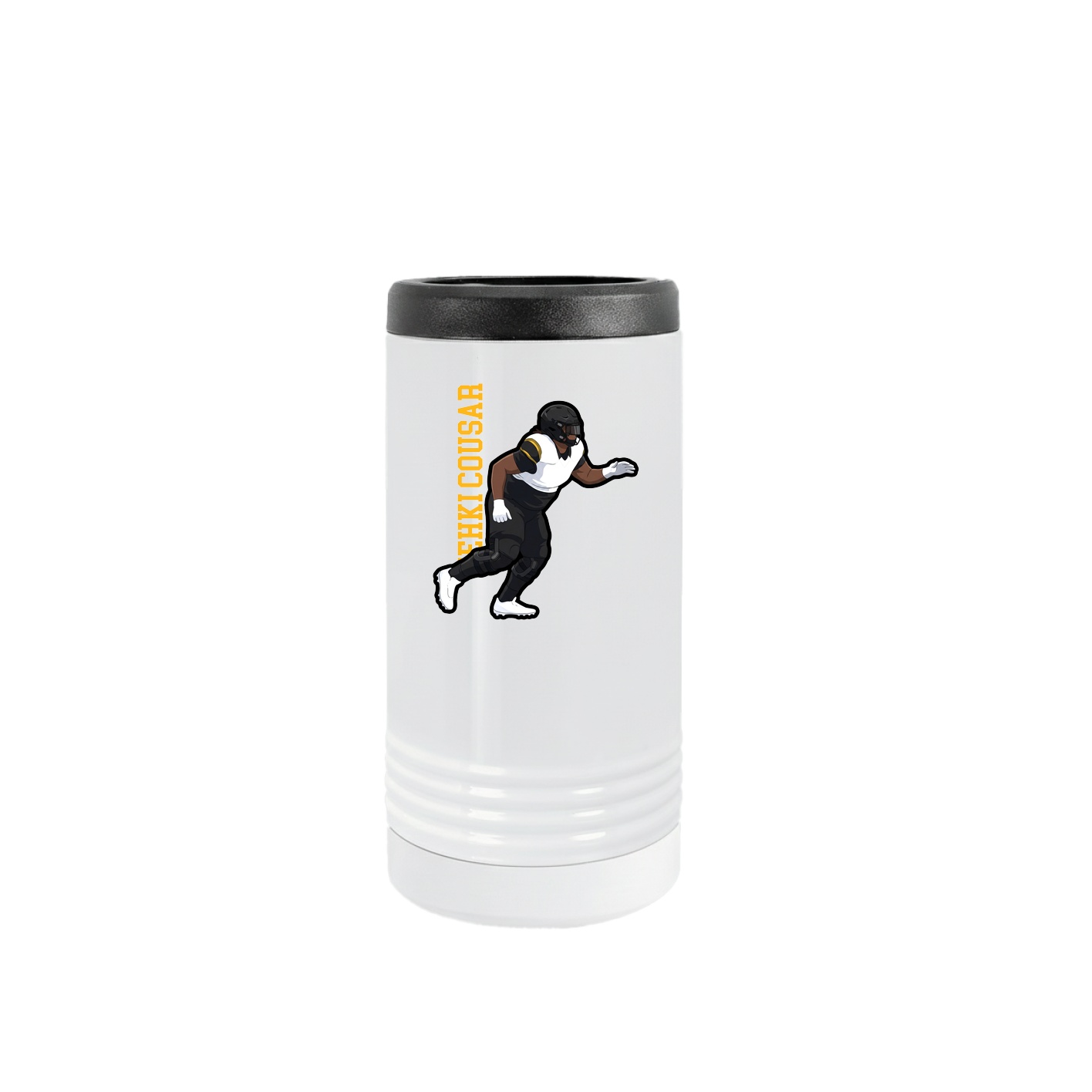 Slim Beverage Holder — Name Vertical in White