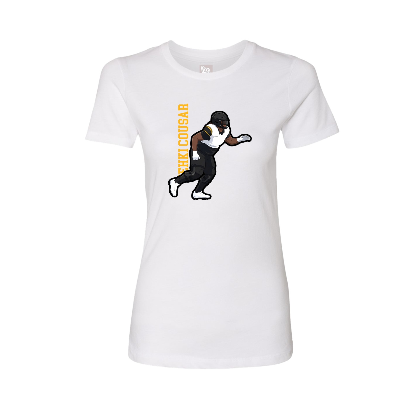 Fitted Women's Tee — Name Vertical in White