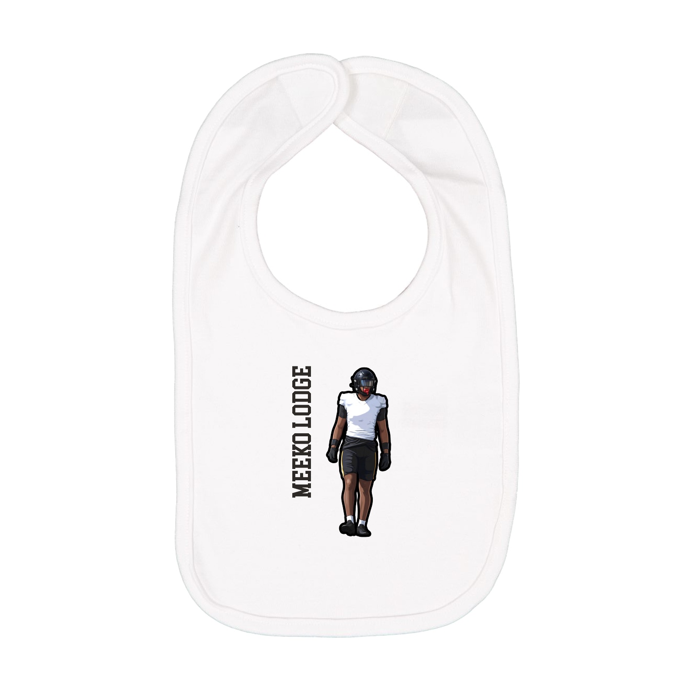 Infant Bib — Name Vertical in White