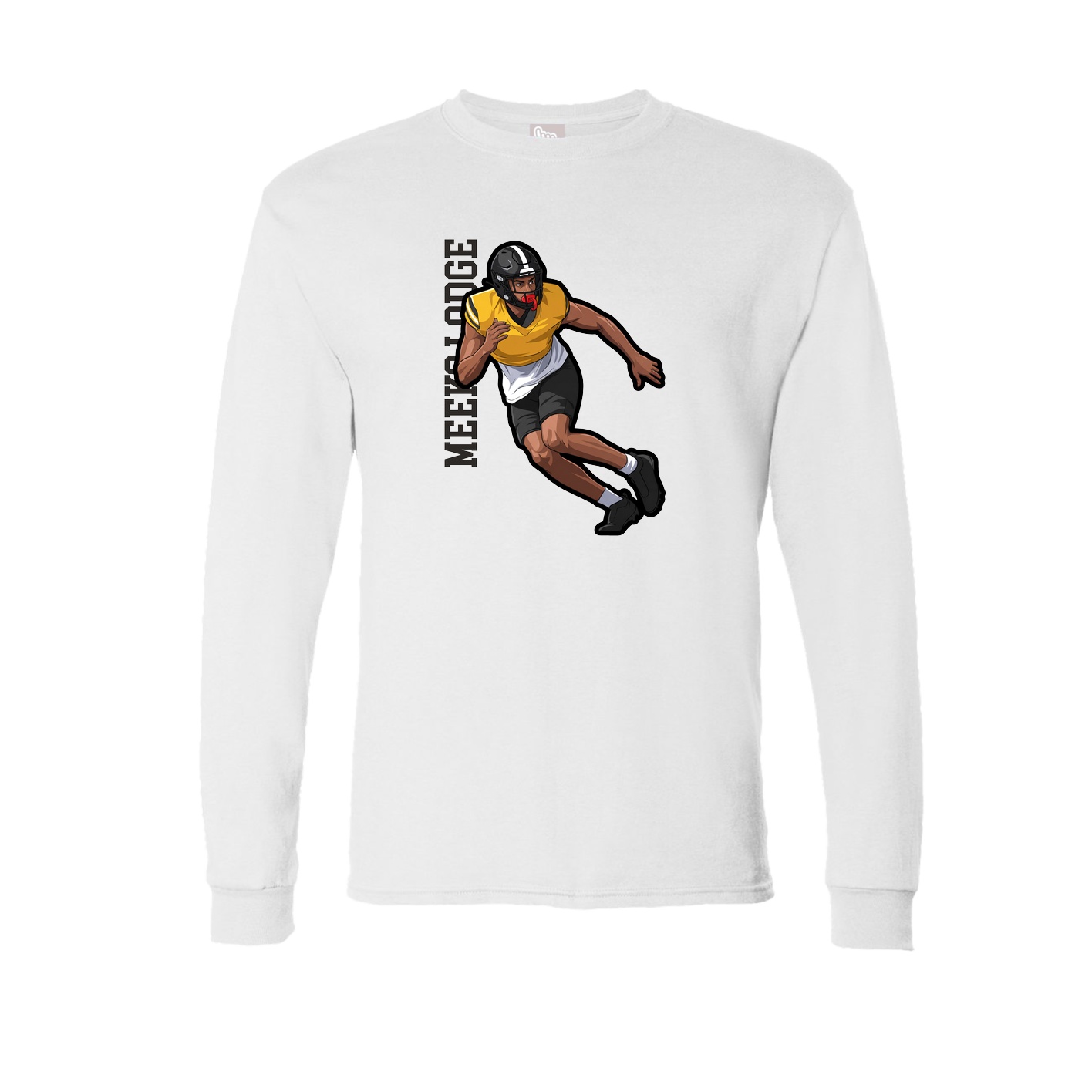 Long Sleeve Tee — Name Vertical in White