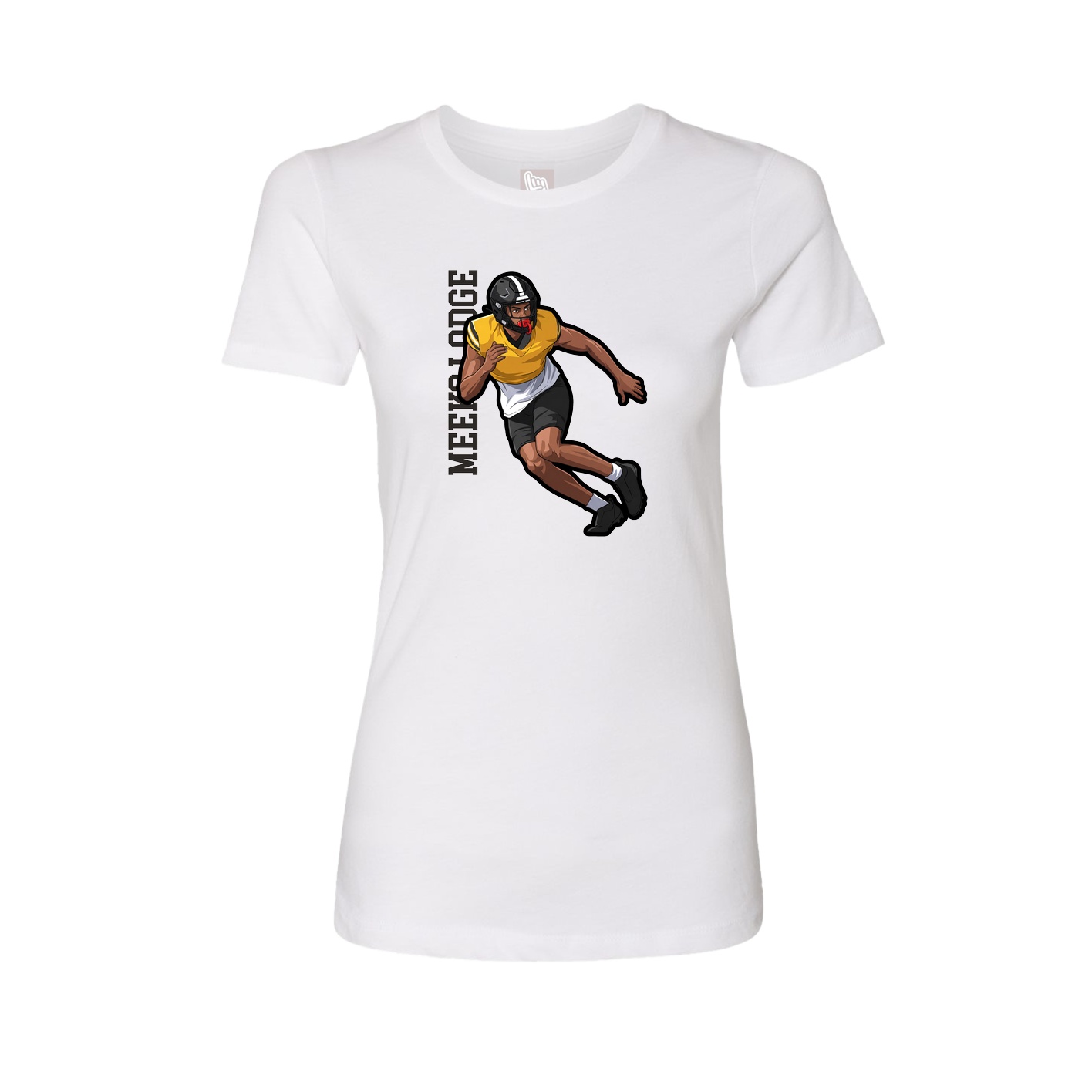 Fitted Women's Tee — Name Vertical in White