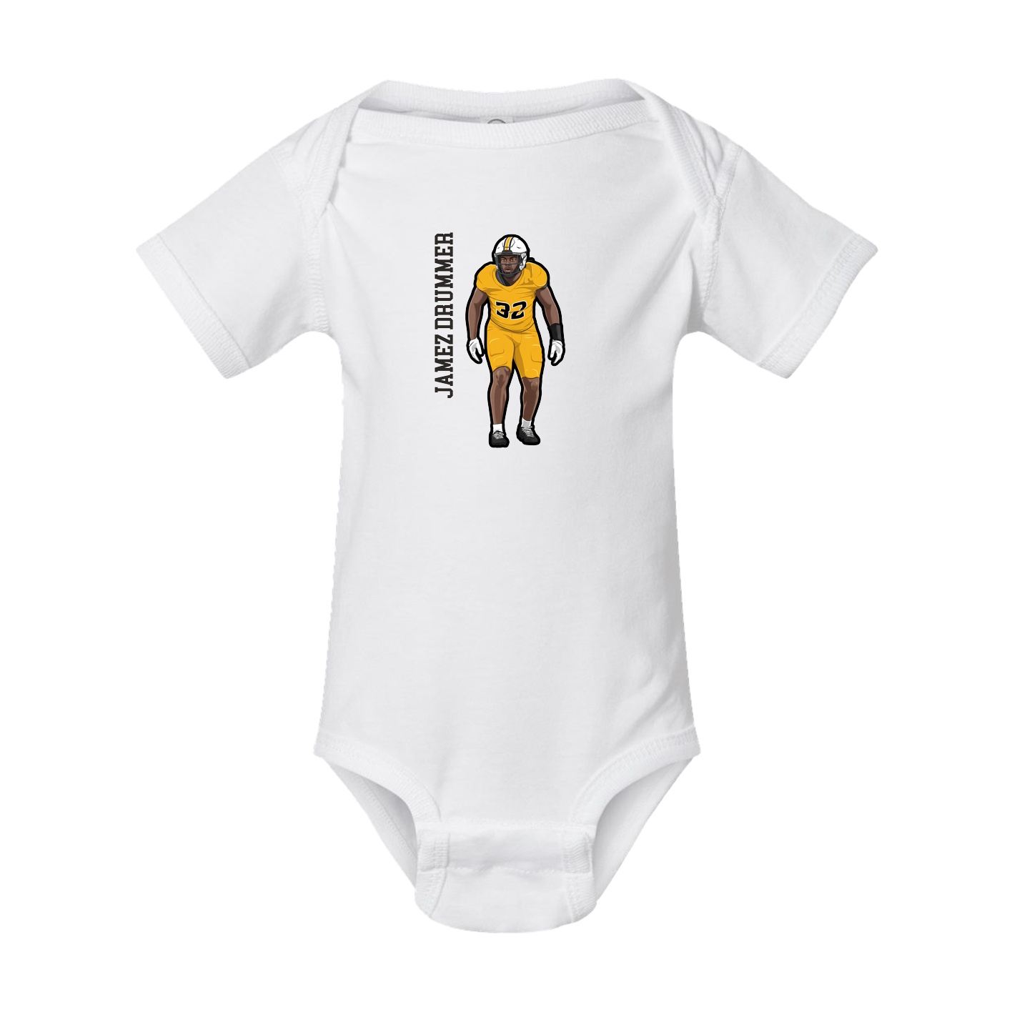Baby Onesie — Name Vertical in White