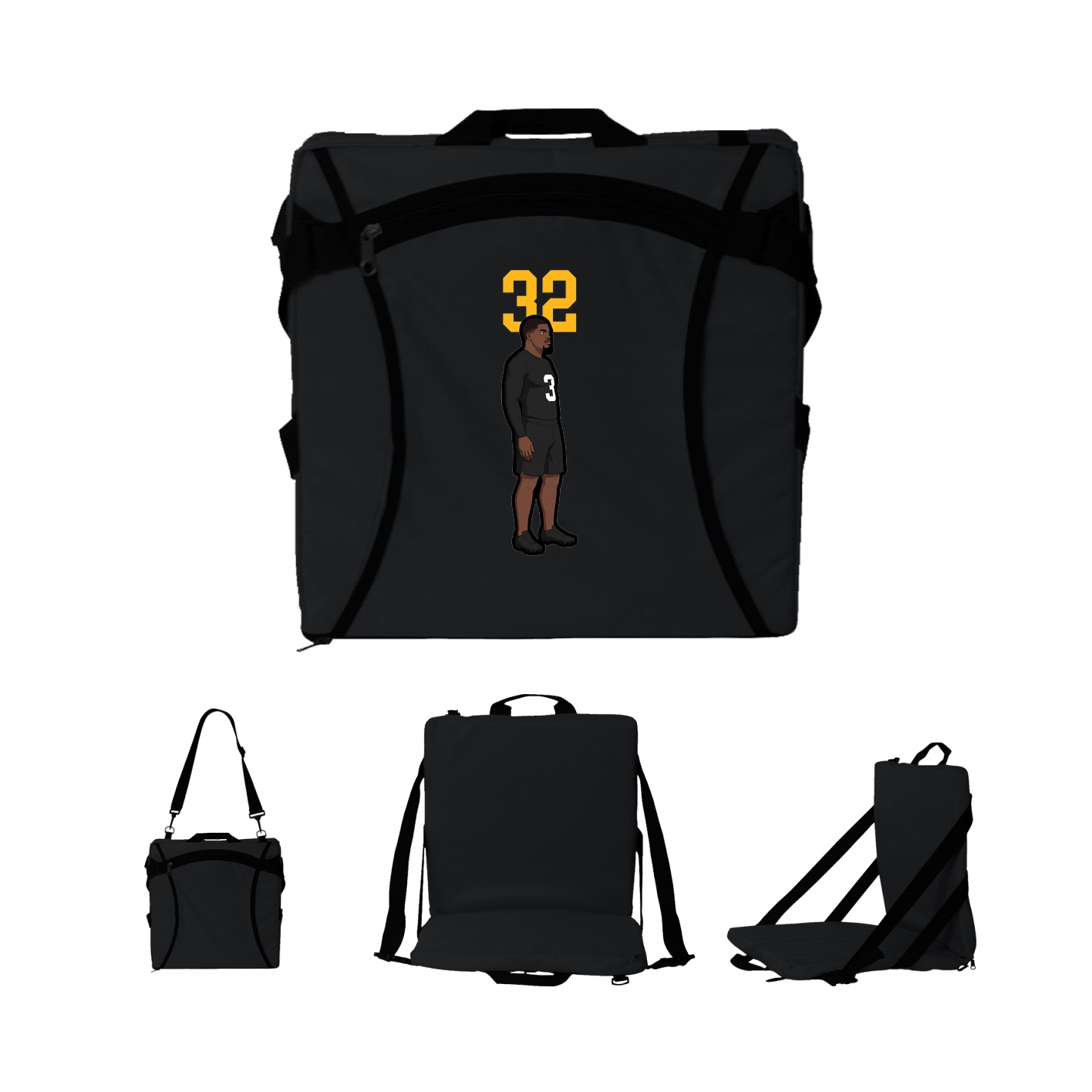 Folding Stadium Seat — Number Top in Black