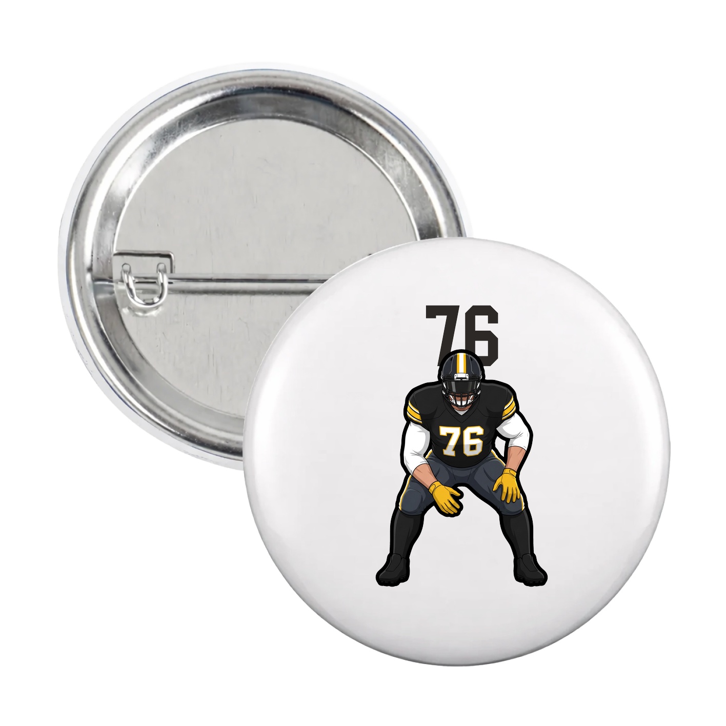 Game Day Button — Number Top in White
