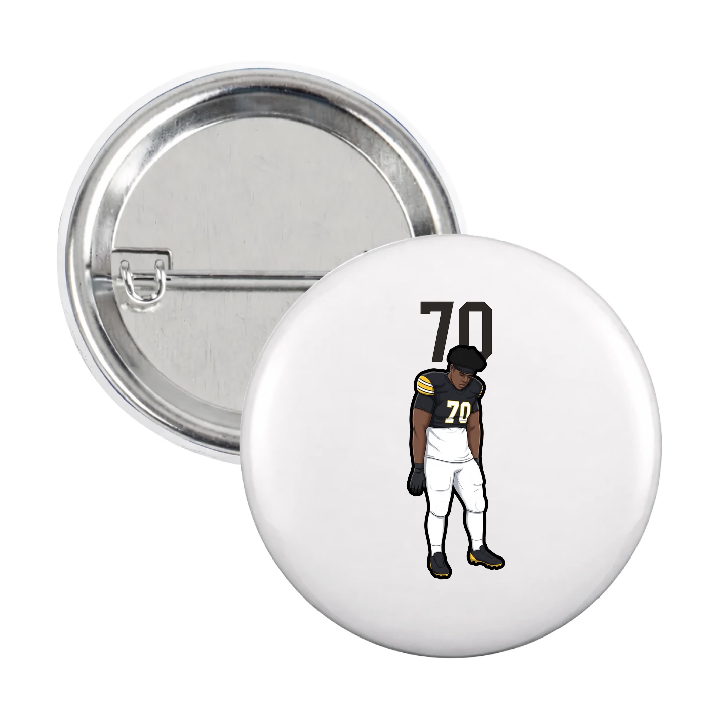 Game Day Button — Number Top in White